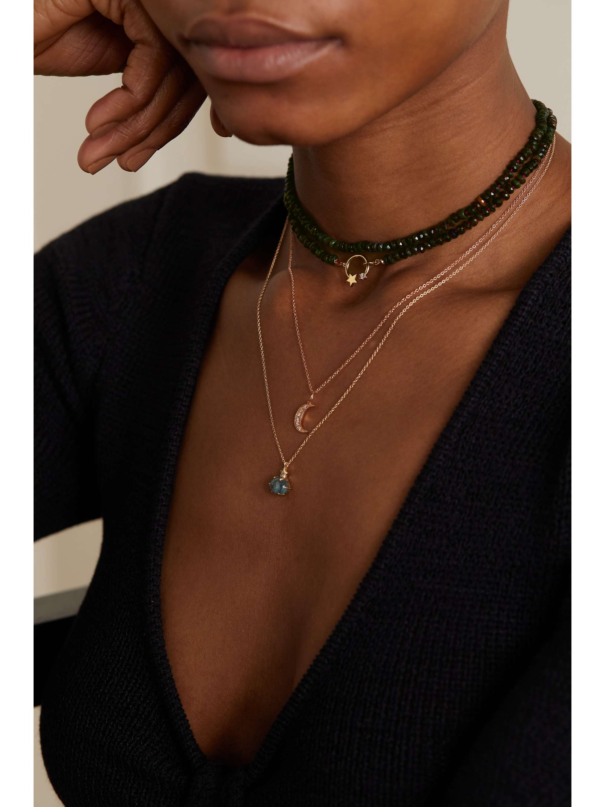 ANDREA FOHRMAN Shooting Star 14-karat gold, opal and diamond necklace