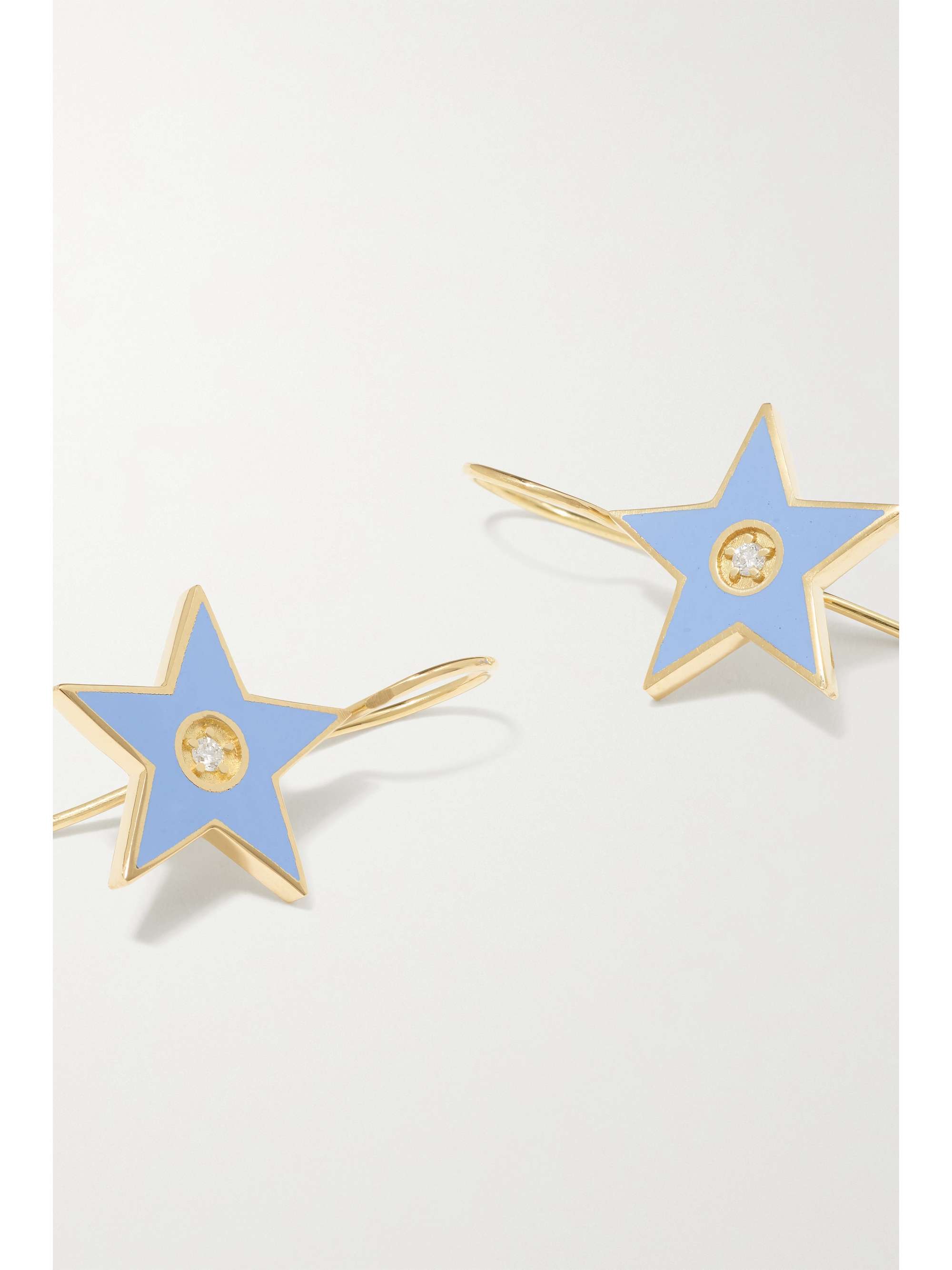ANDREA FOHRMAN Star 14-karat gold, enamel and diamond earrings
