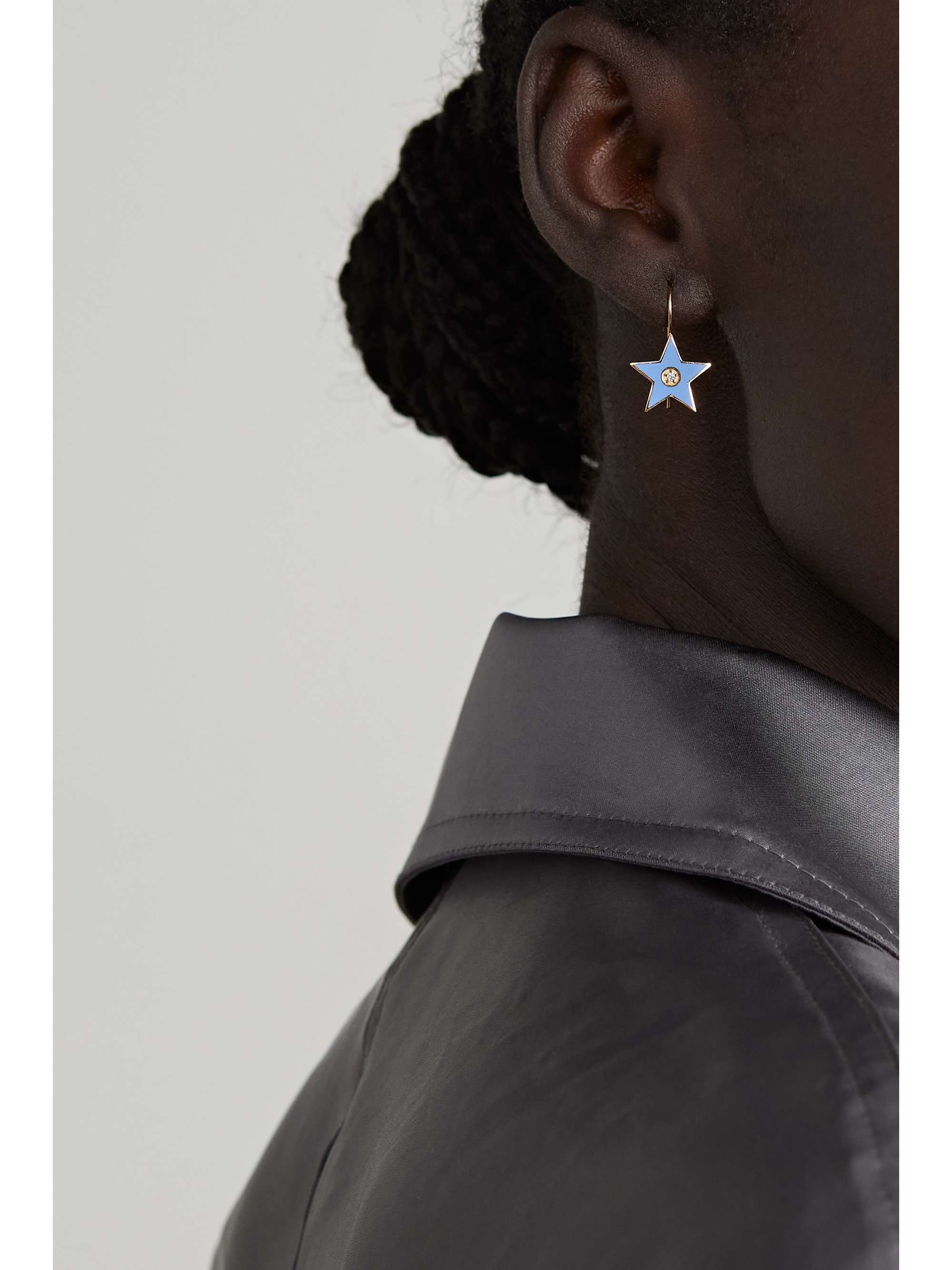 ANDREA FOHRMAN Star 14-karat gold, enamel and diamond earrings
