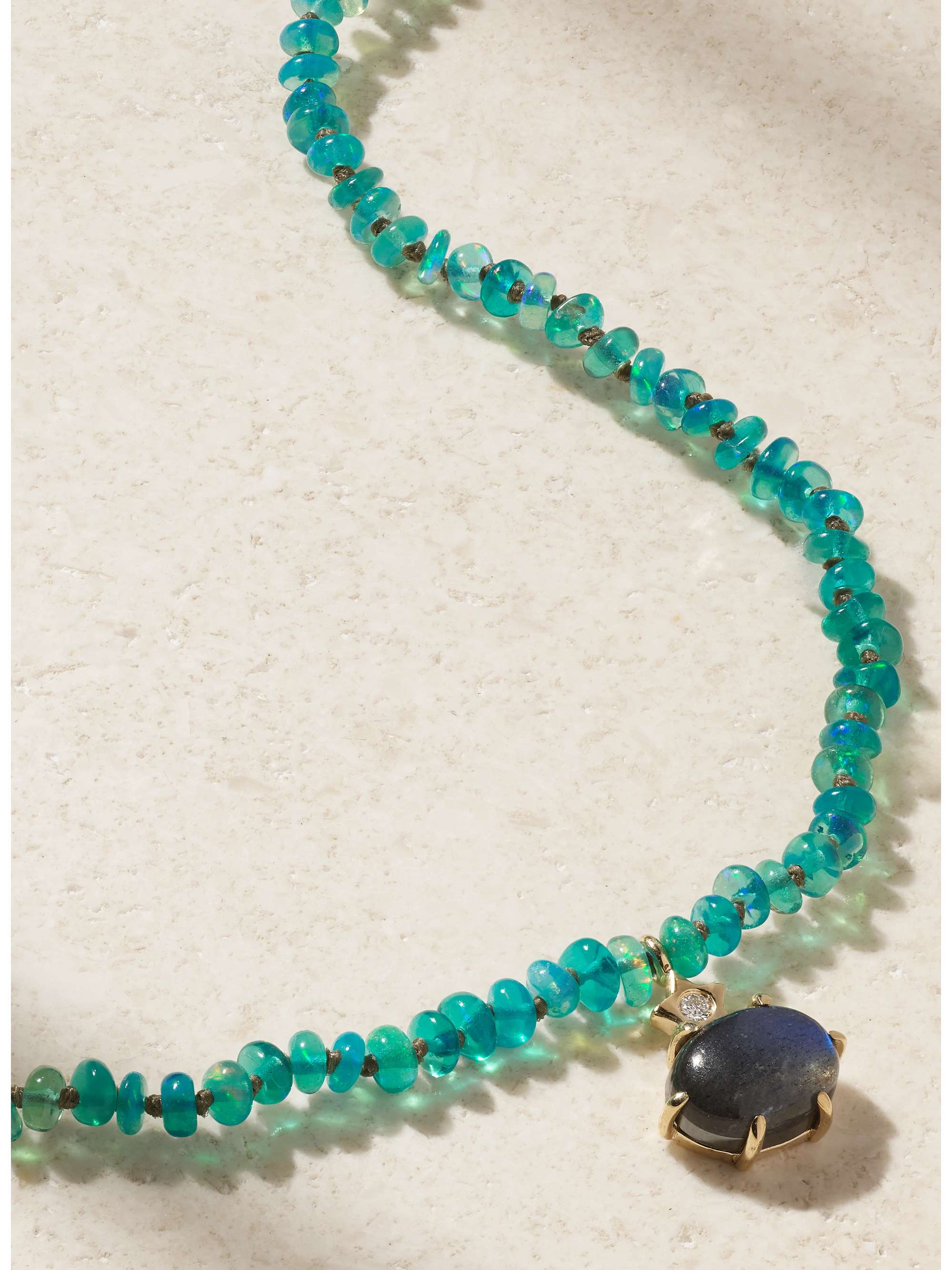 ANDREA FOHRMAN 14-karat gold, opal, labradorite and diamond necklace