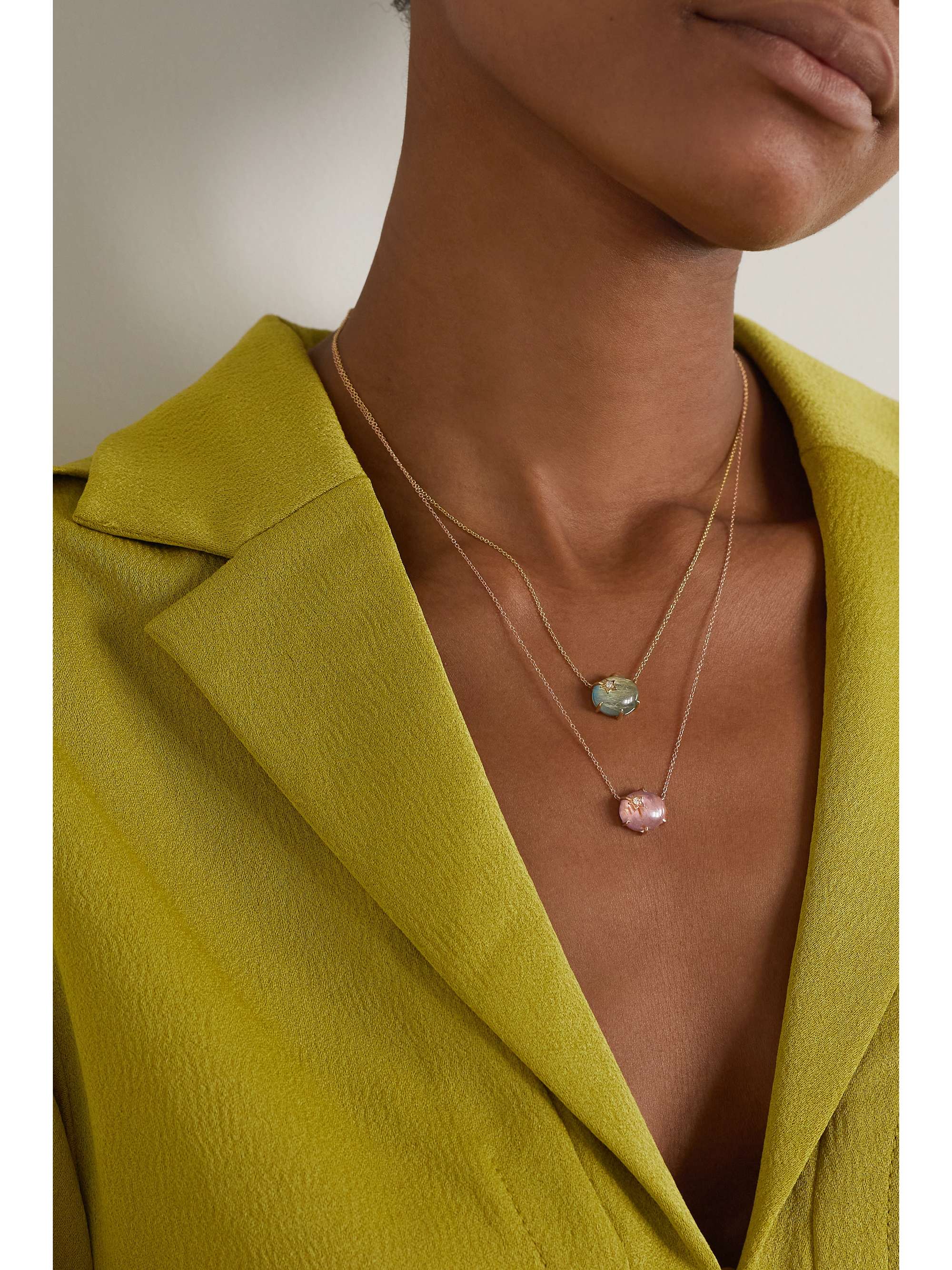 ANDREA FOHRMAN Mini Galaxy Star 14-karat rose gold, rose de France and diamond necklace