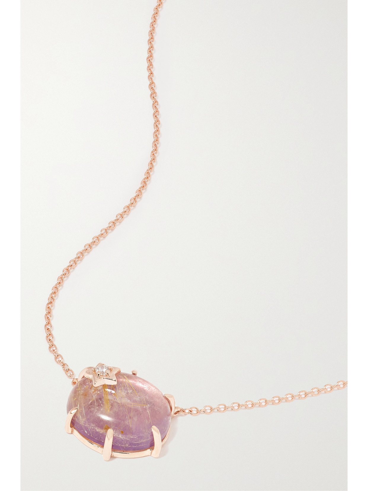 Andrea Fohrman - Mini Galaxy Star 14-karat Rose Gold, Rose De France And Diamond Necklace - one size 22 Awaiting product image