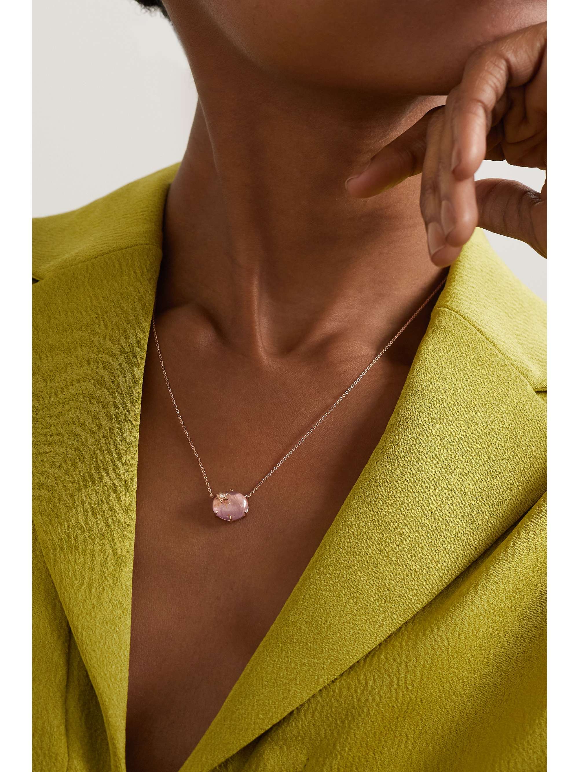 ANDREA FOHRMAN Mini Galaxy Star 14-karat rose gold, rose de France and diamond necklace