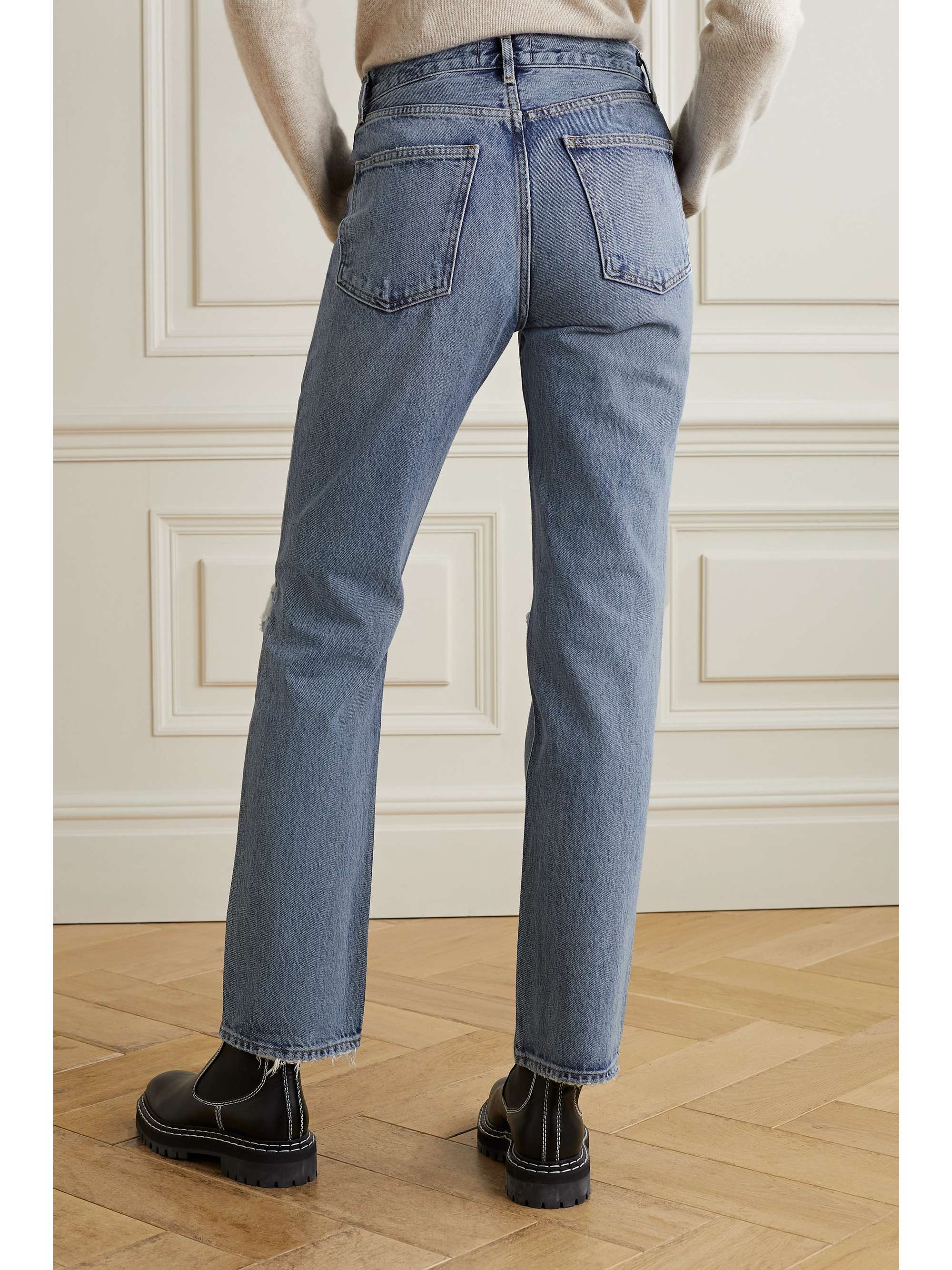 AGOLDE + NET SUSTAIN Lana distressed mid-rise organic jeans
