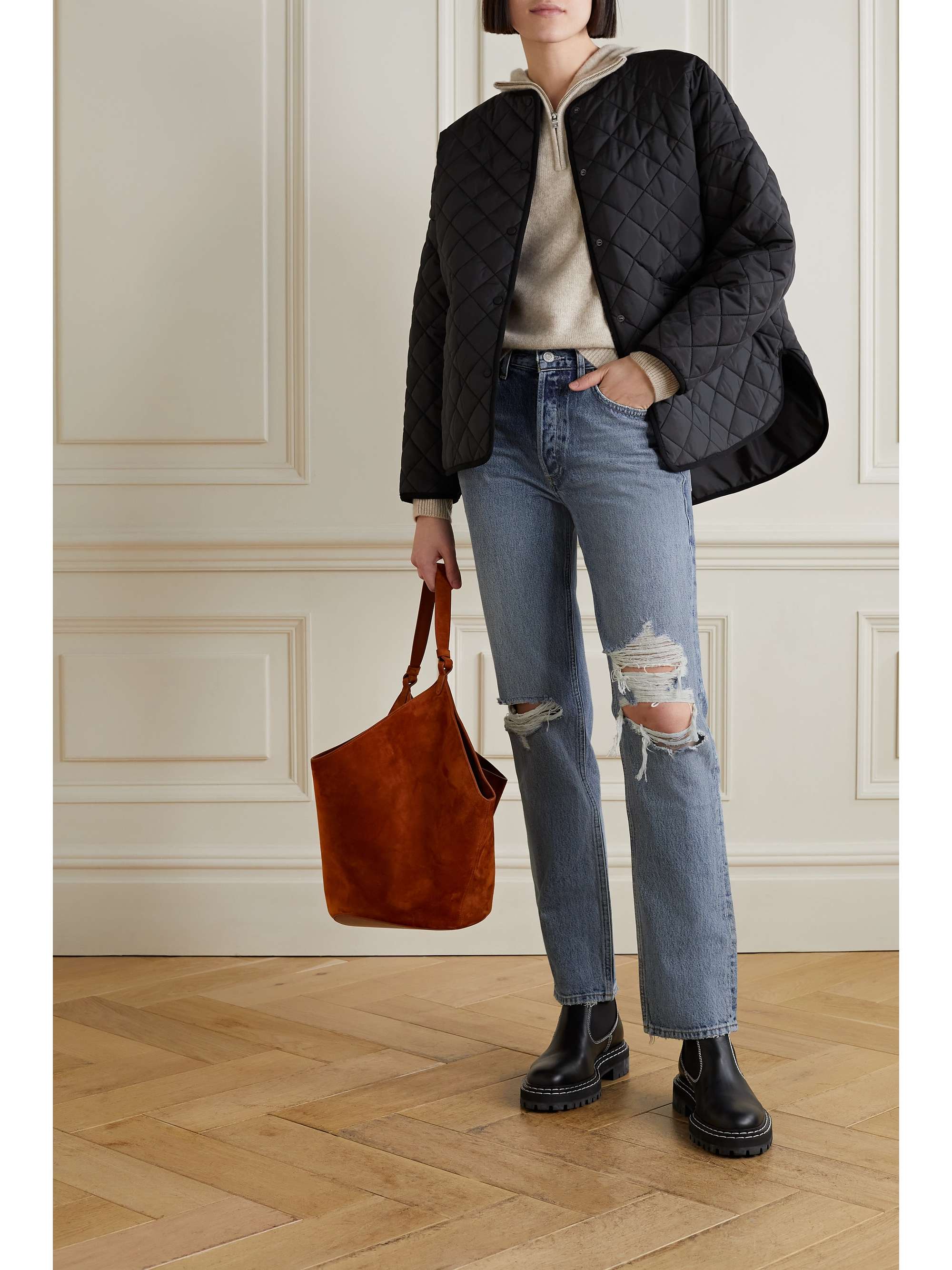 AGOLDE + NET SUSTAIN Lana distressed mid-rise organic jeans