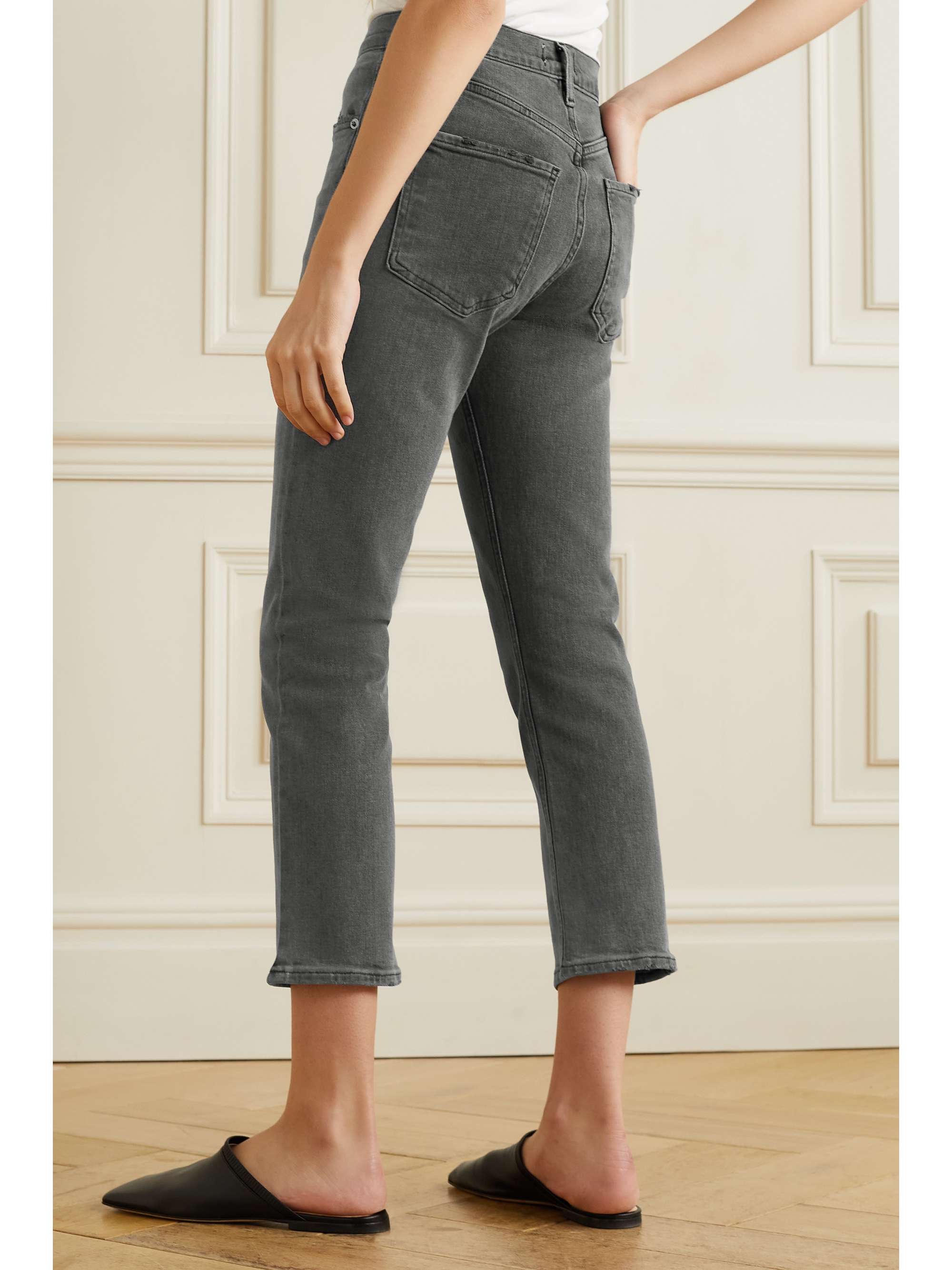 Black Riley cropped high-rise straight 