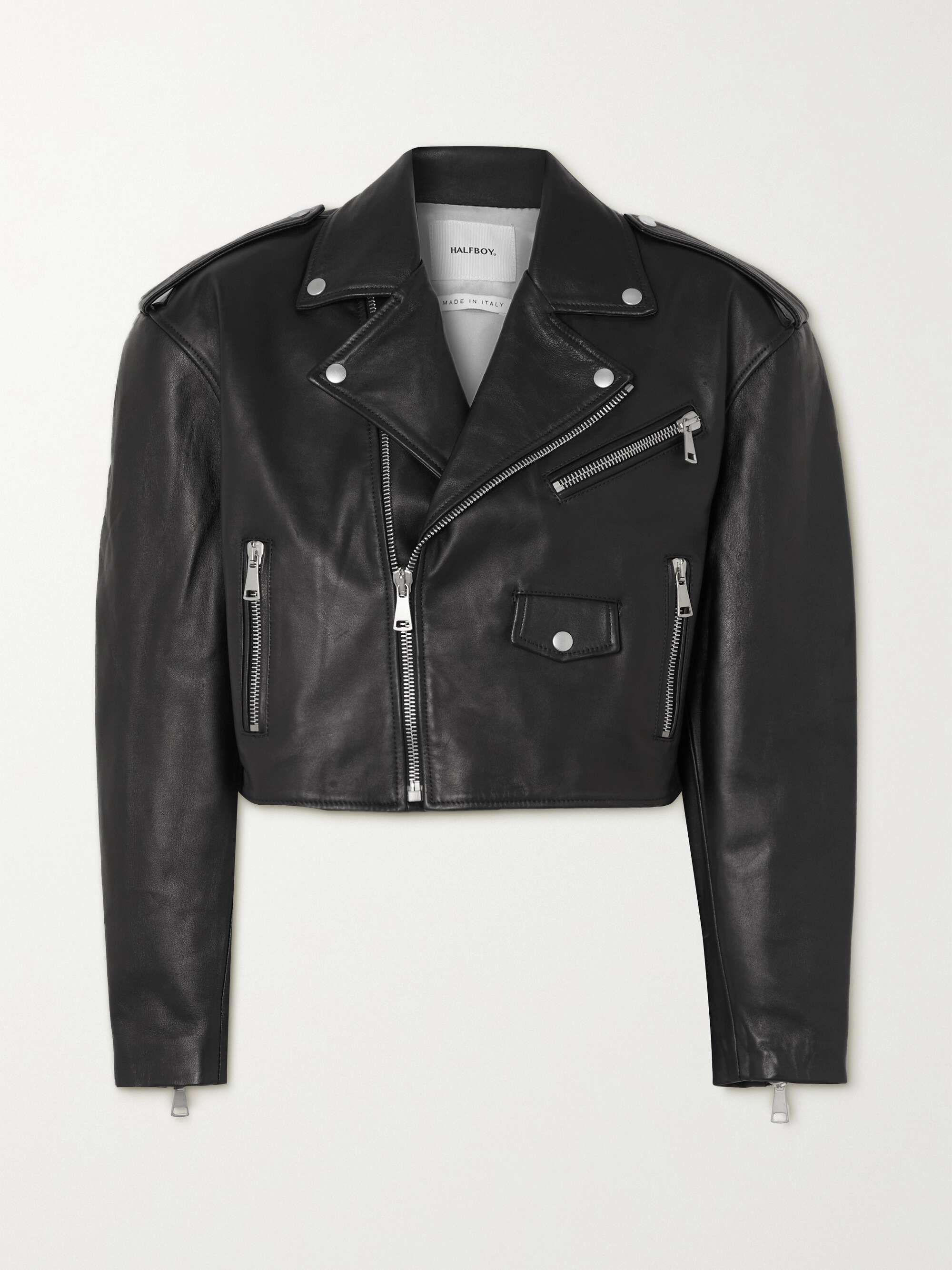 HALFBOY Oversized cropped leather biker jacket | NET-A-PORTER