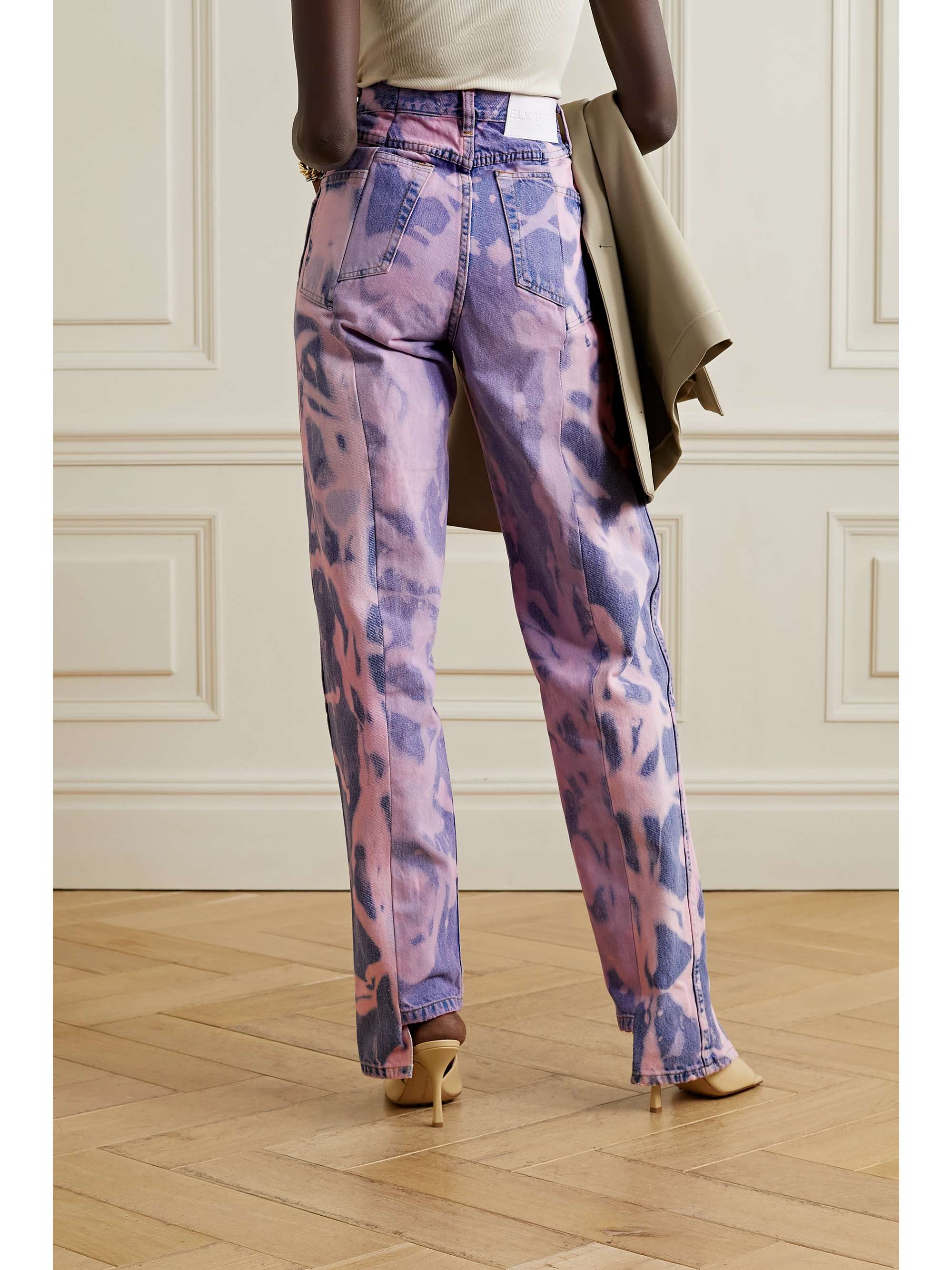 E.L.V. DENIM + NET SUSTAIN The Twin frayed high-rise wide-leg jeans