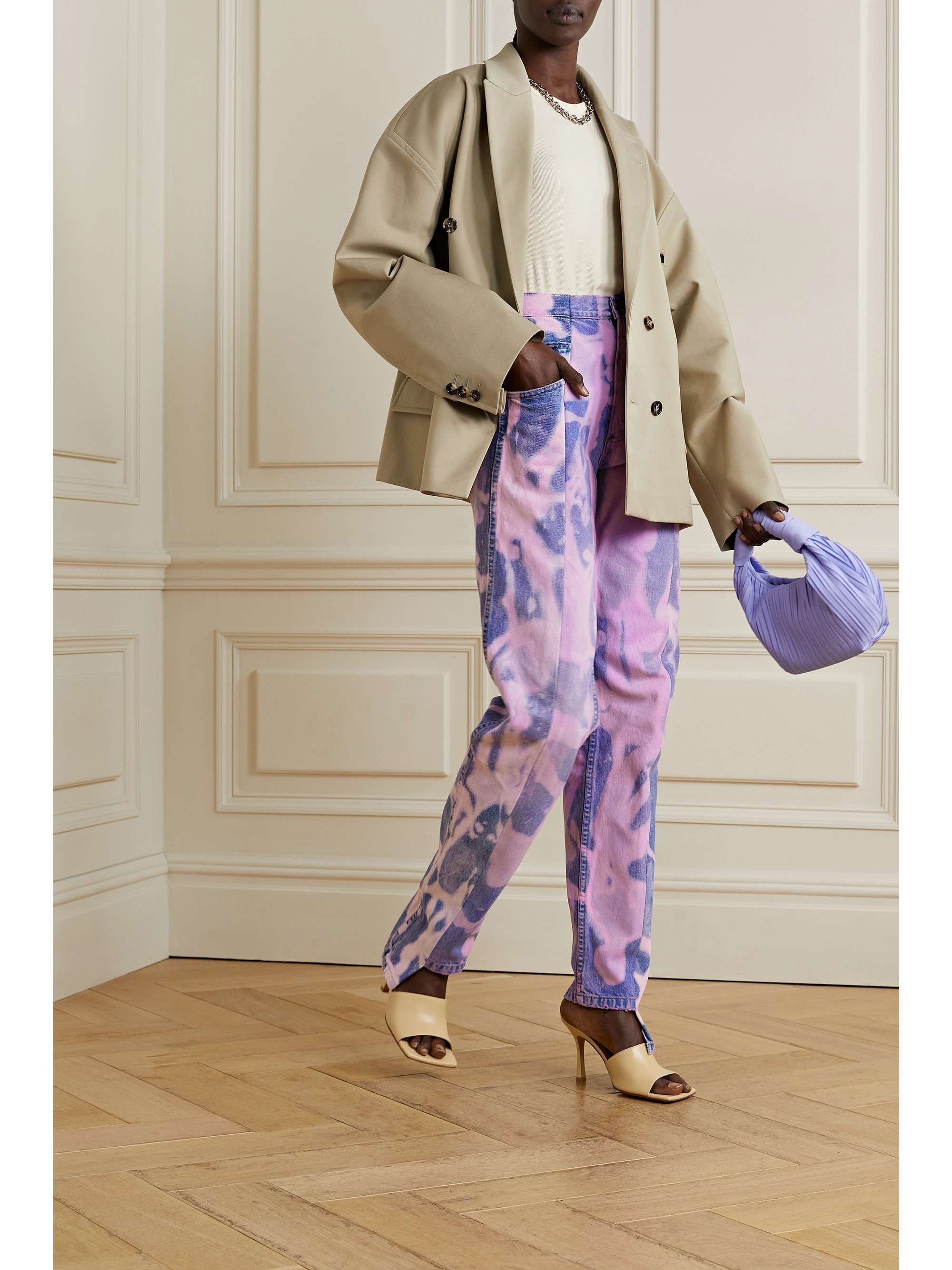 E.L.V. DENIM + NET SUSTAIN The Twin frayed high-rise wide-leg jeans