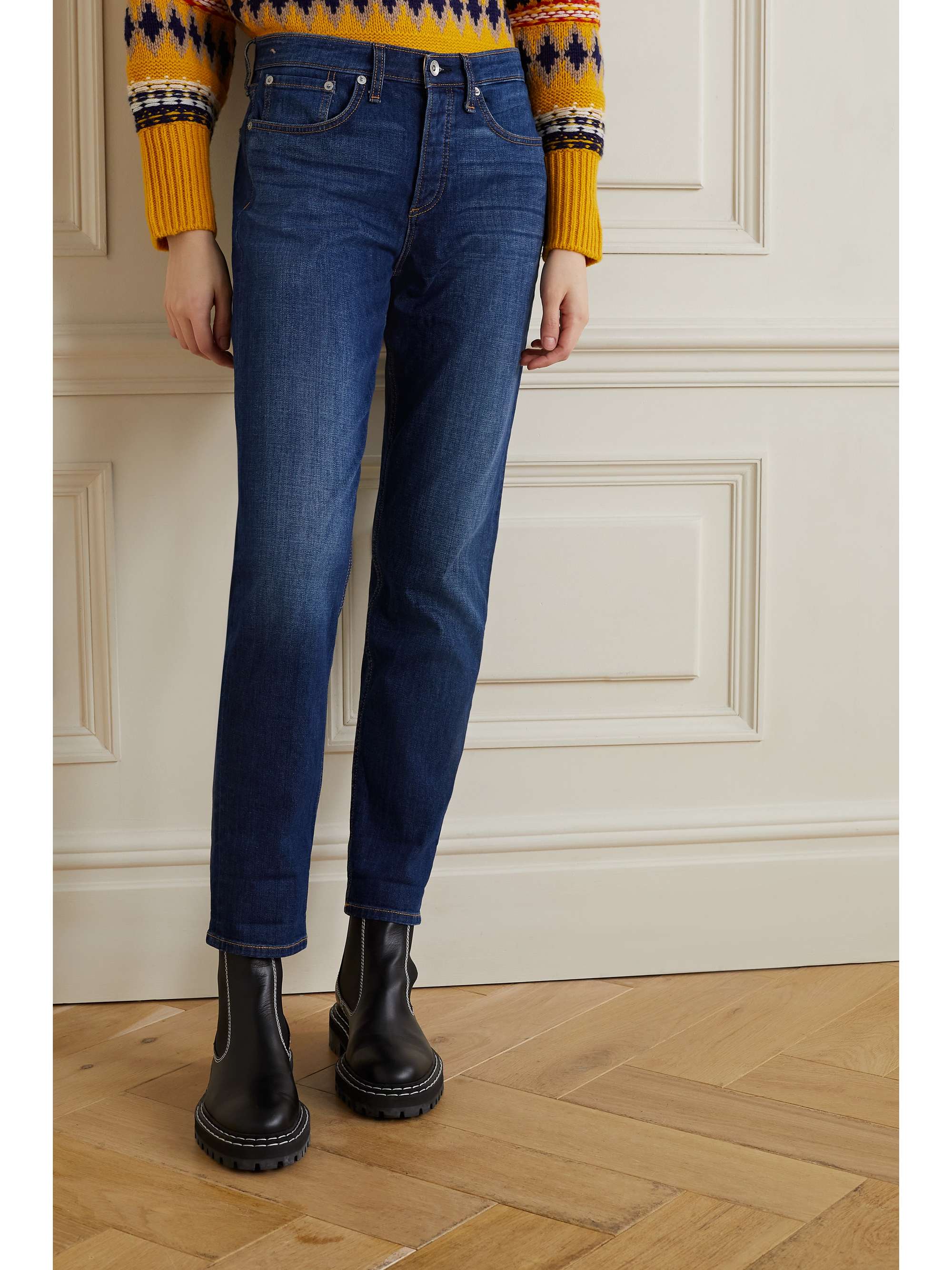 Dark denim Rosa mid-rise straight-leg 