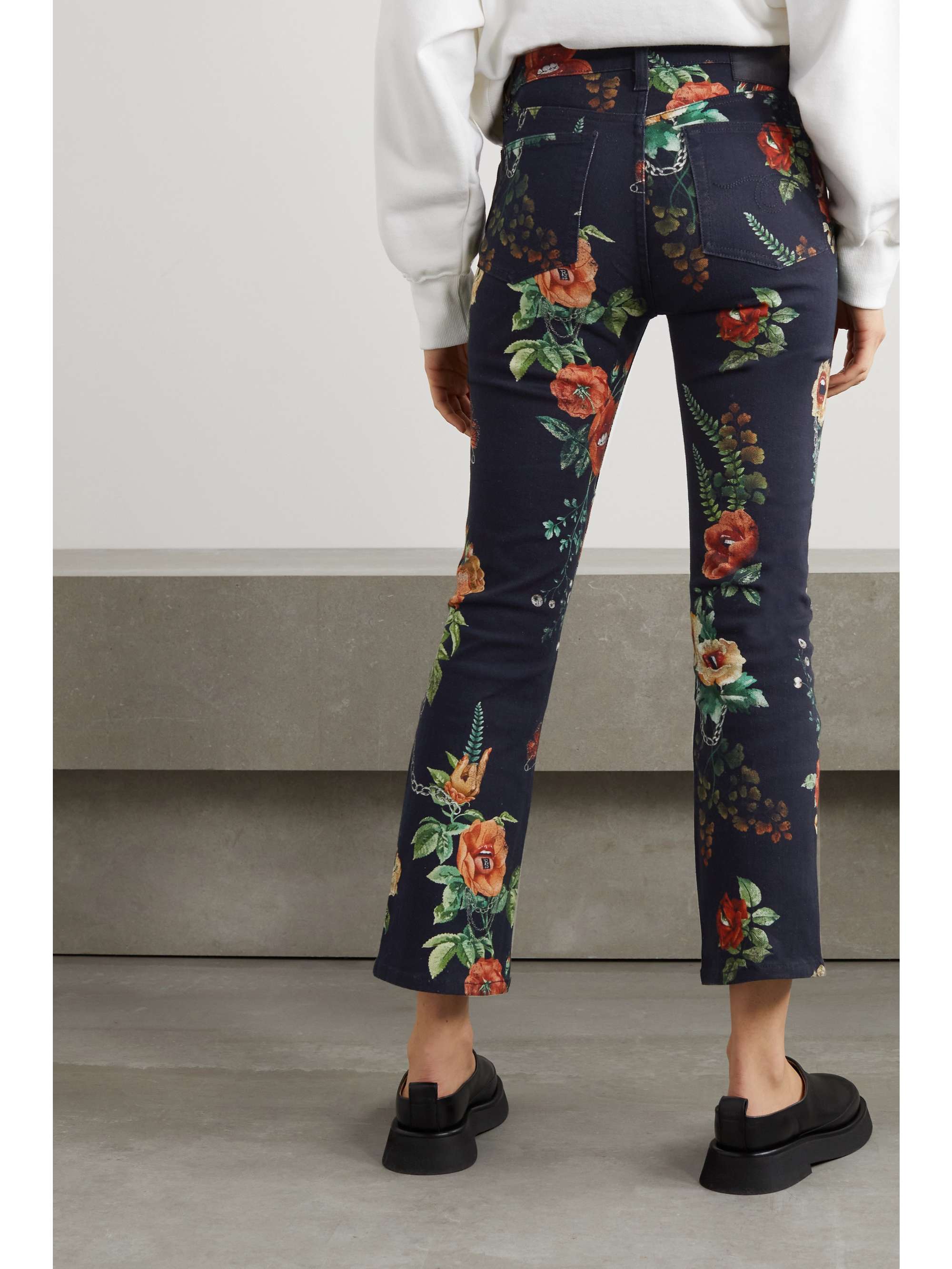 Black Kick Fit floral-print mid-rise 