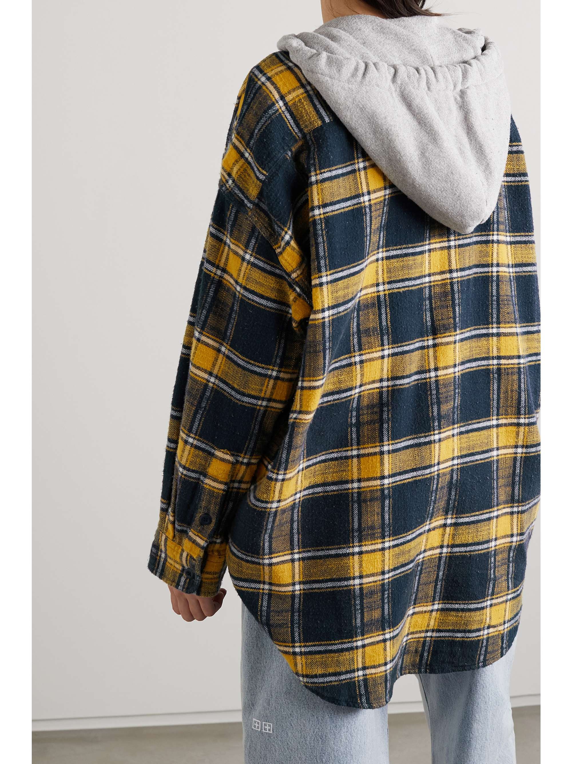 hooded checked jacket