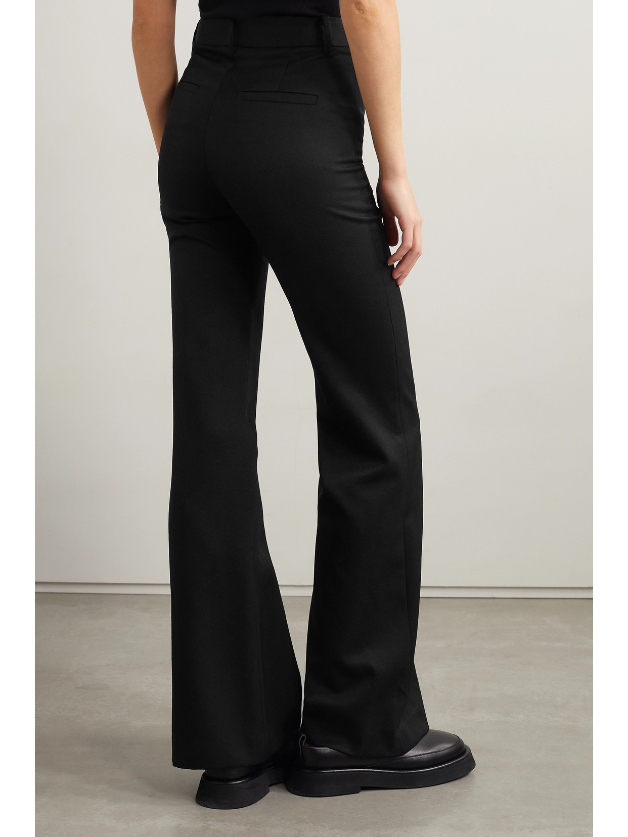 Shop Nili Lotan Arielle Wool-twill Flared Pants In Black