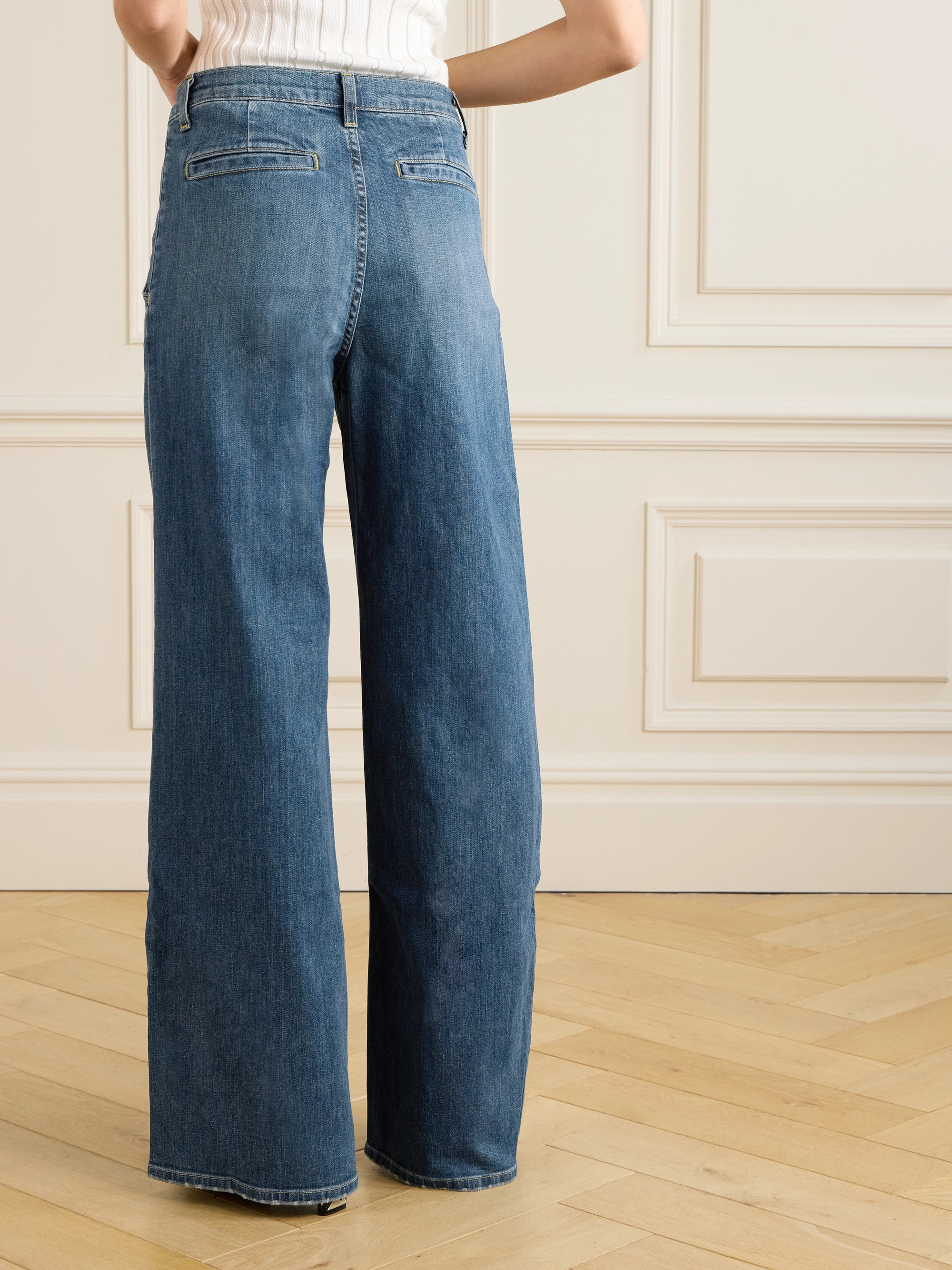 Nili Lotan Flora pleated high-rise wide-leg jeans