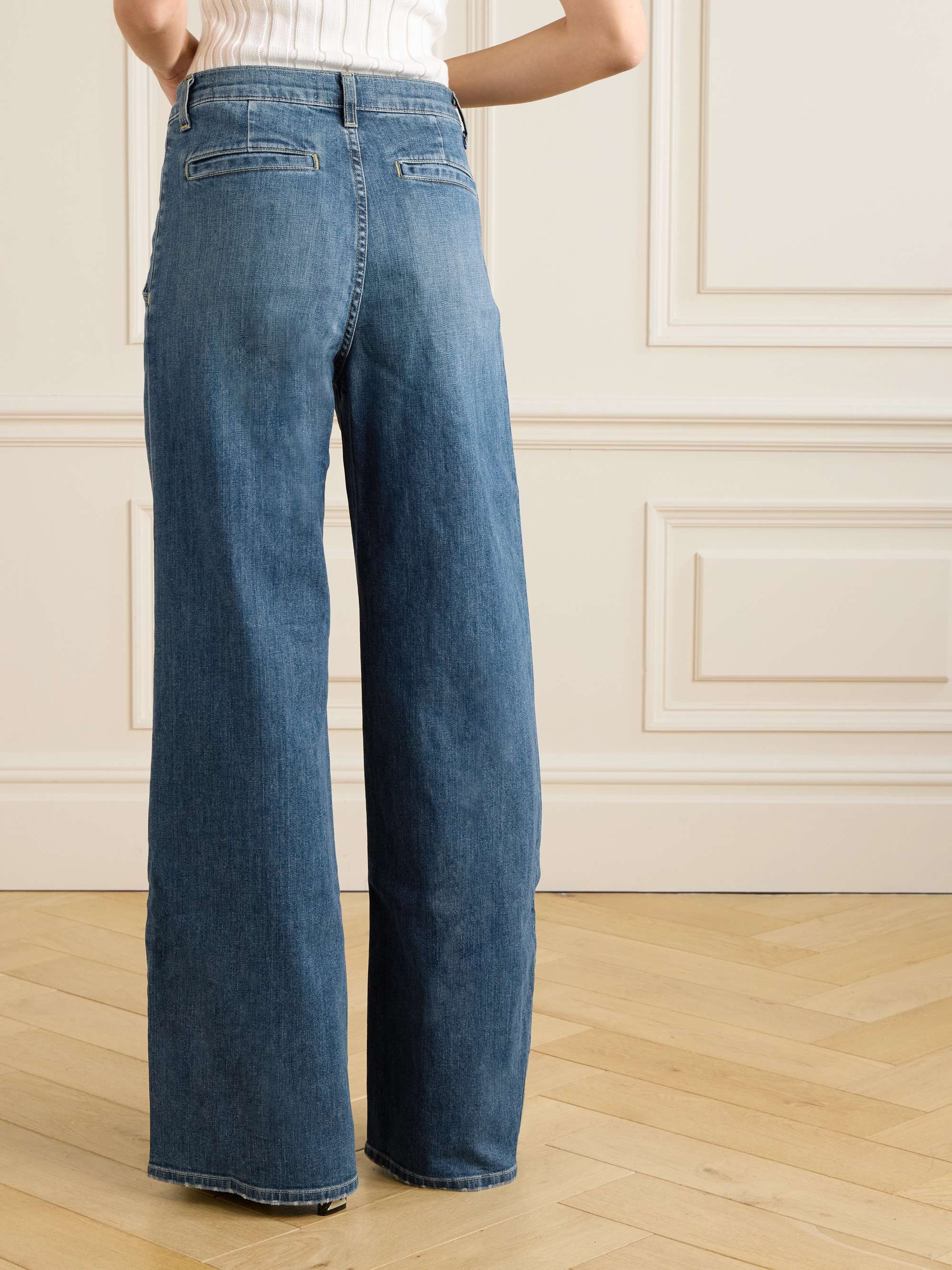 NILI LOTAN Flora pleated high-rise wide-leg jeans