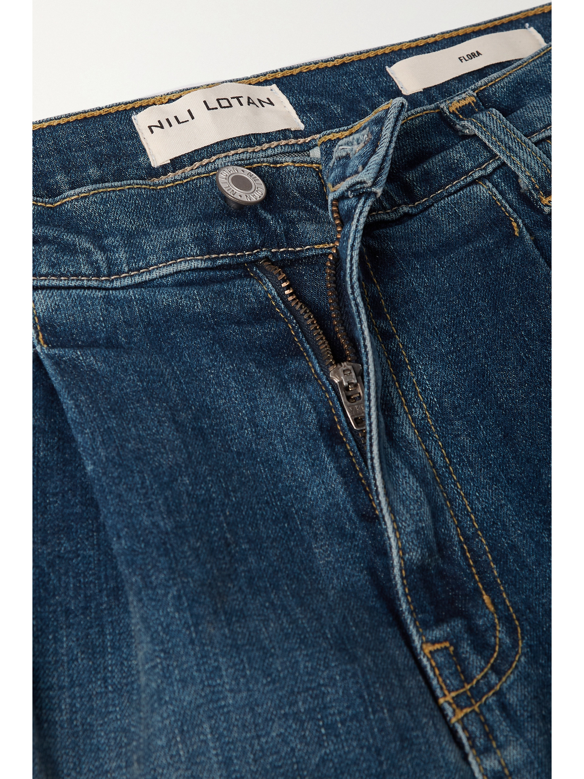 Nili Lotan Flora pleated high-rise wide-leg jeans