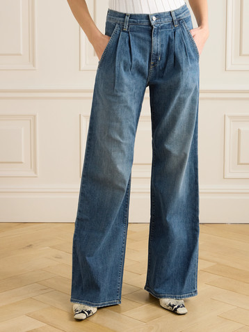 Nili Lotan Flora pleated high-rise wide-leg jeans