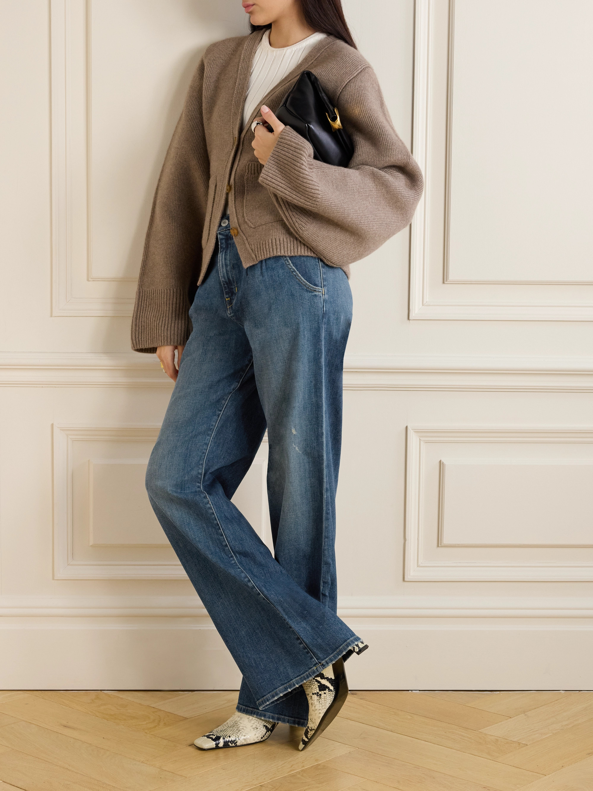 Nili Lotan Flora pleated high-rise wide-leg jeans