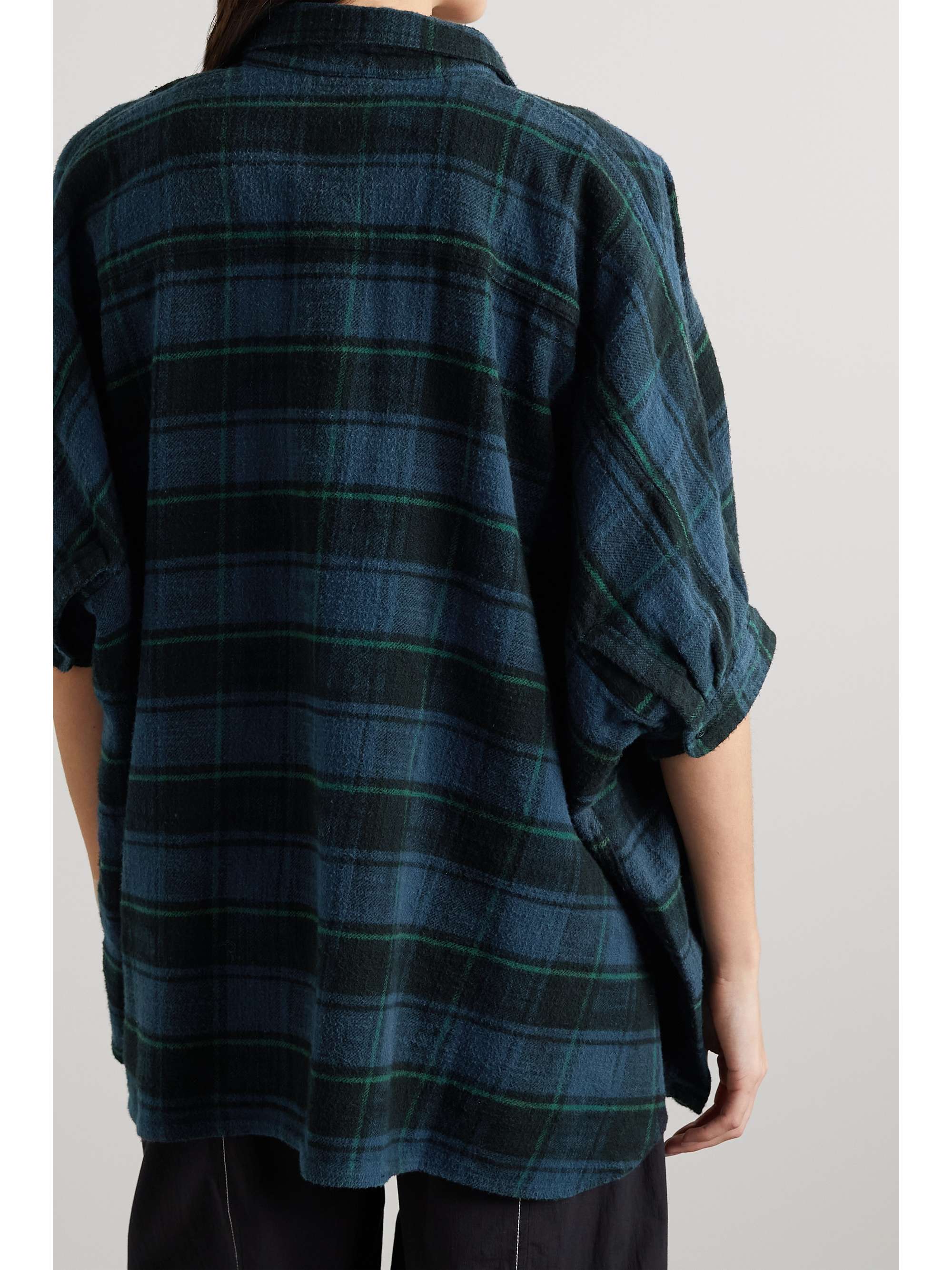 Navy Oversized checked cotton-flannel 