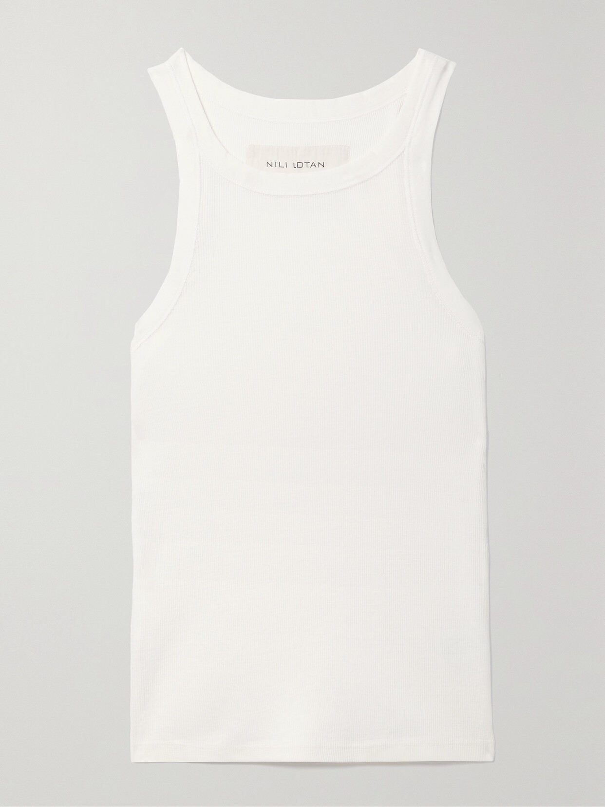 Shop Nili Lotan Jennifer Ribbed Cotton-jersey Tank In Ecru