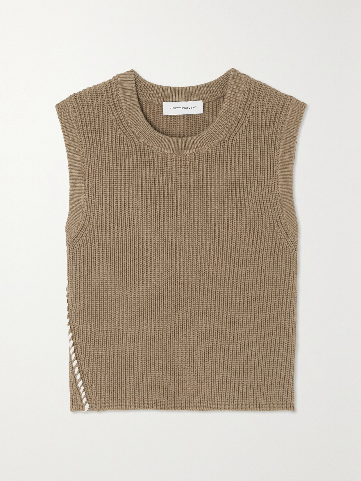 Ninety Percent + Net Sustain Cropped Organic Cotton-blend Tank In Neutrals