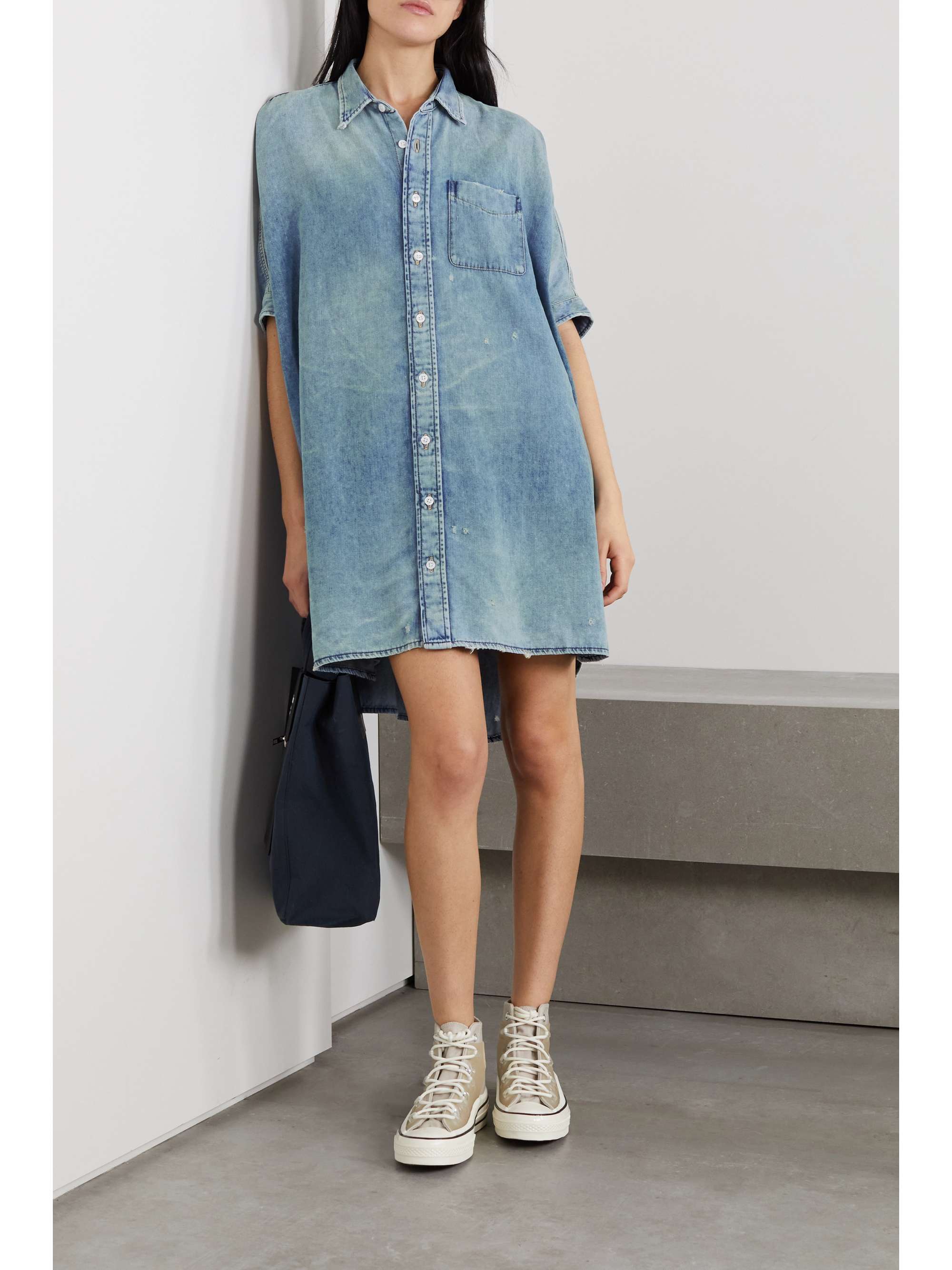pocket denim shirt dress