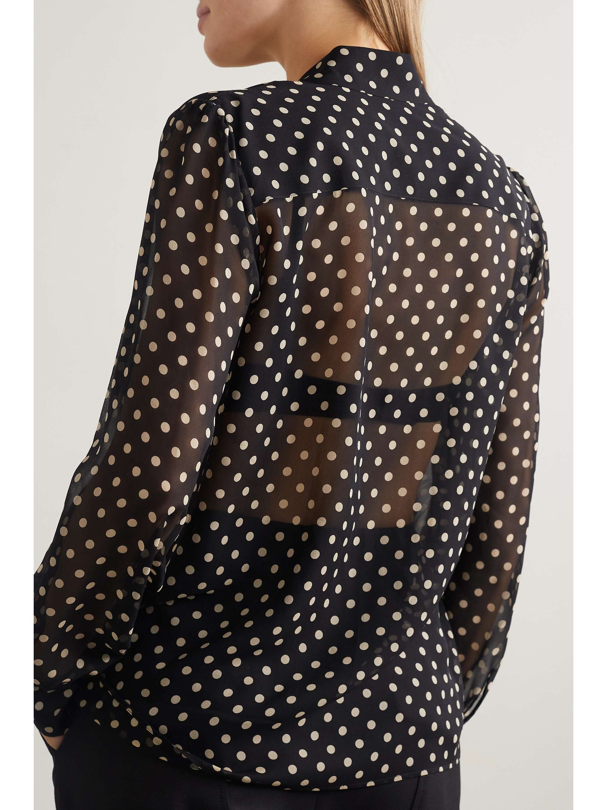 Black Carina polka-dot silk-chiffon 