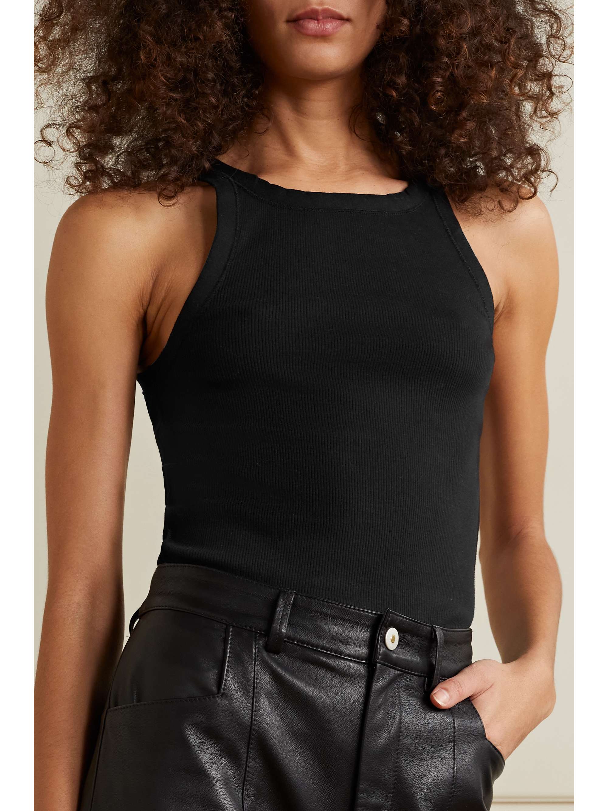 NILI LOTAN Jennifer striped ribbed cotton-jersey tank