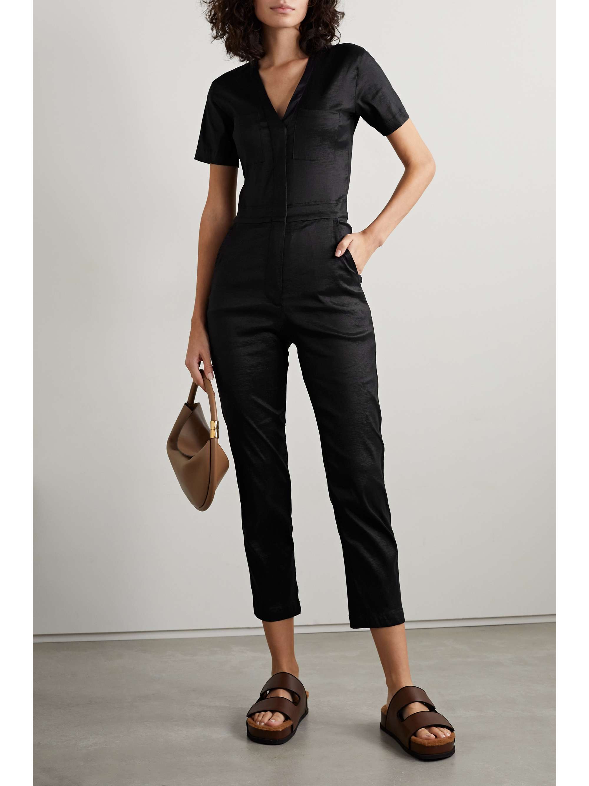 Black Explorer taffeta jumpsuit | RIVET 