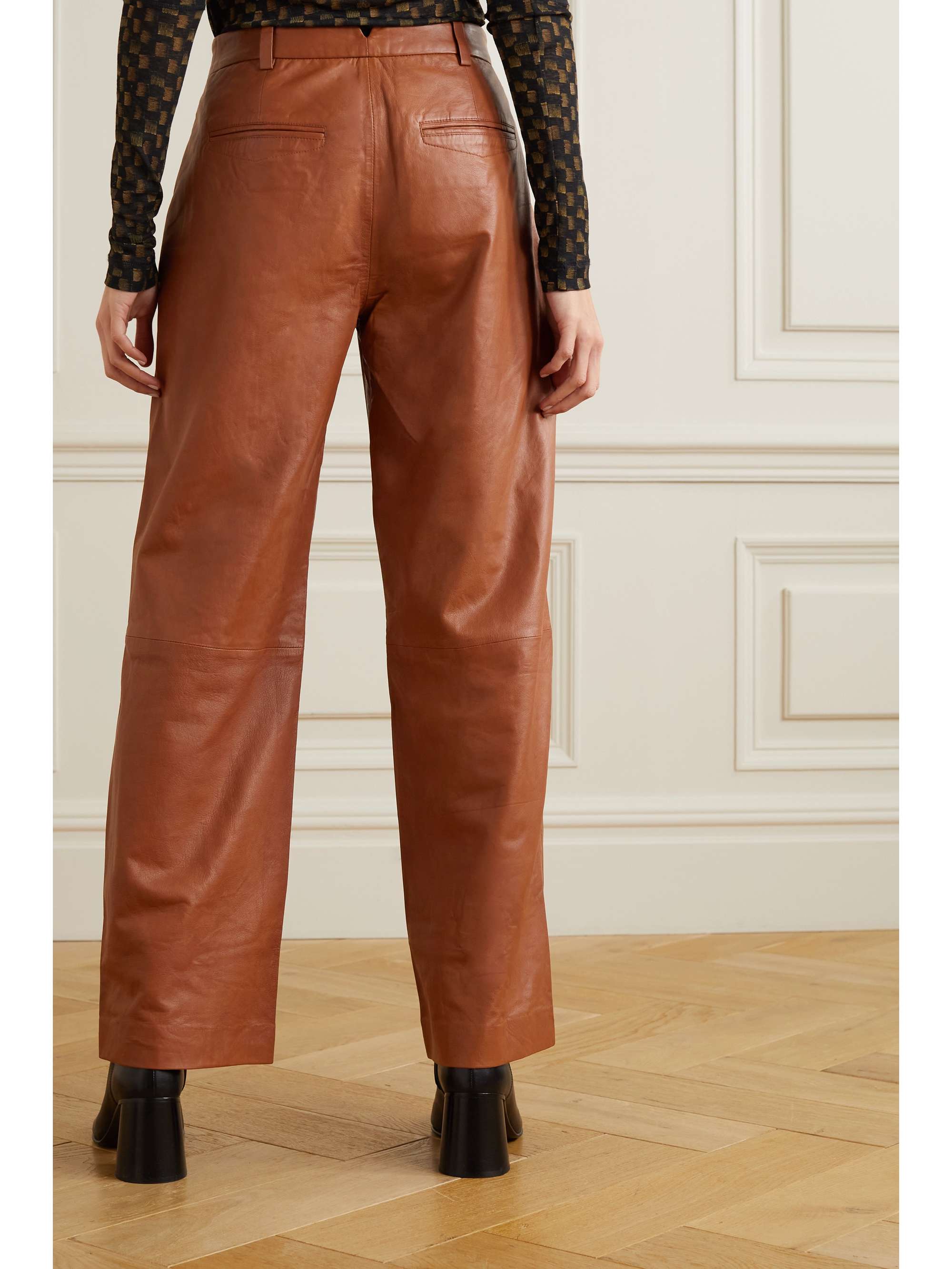 RAG & BONE Leslie pleated leather wide-leg pants