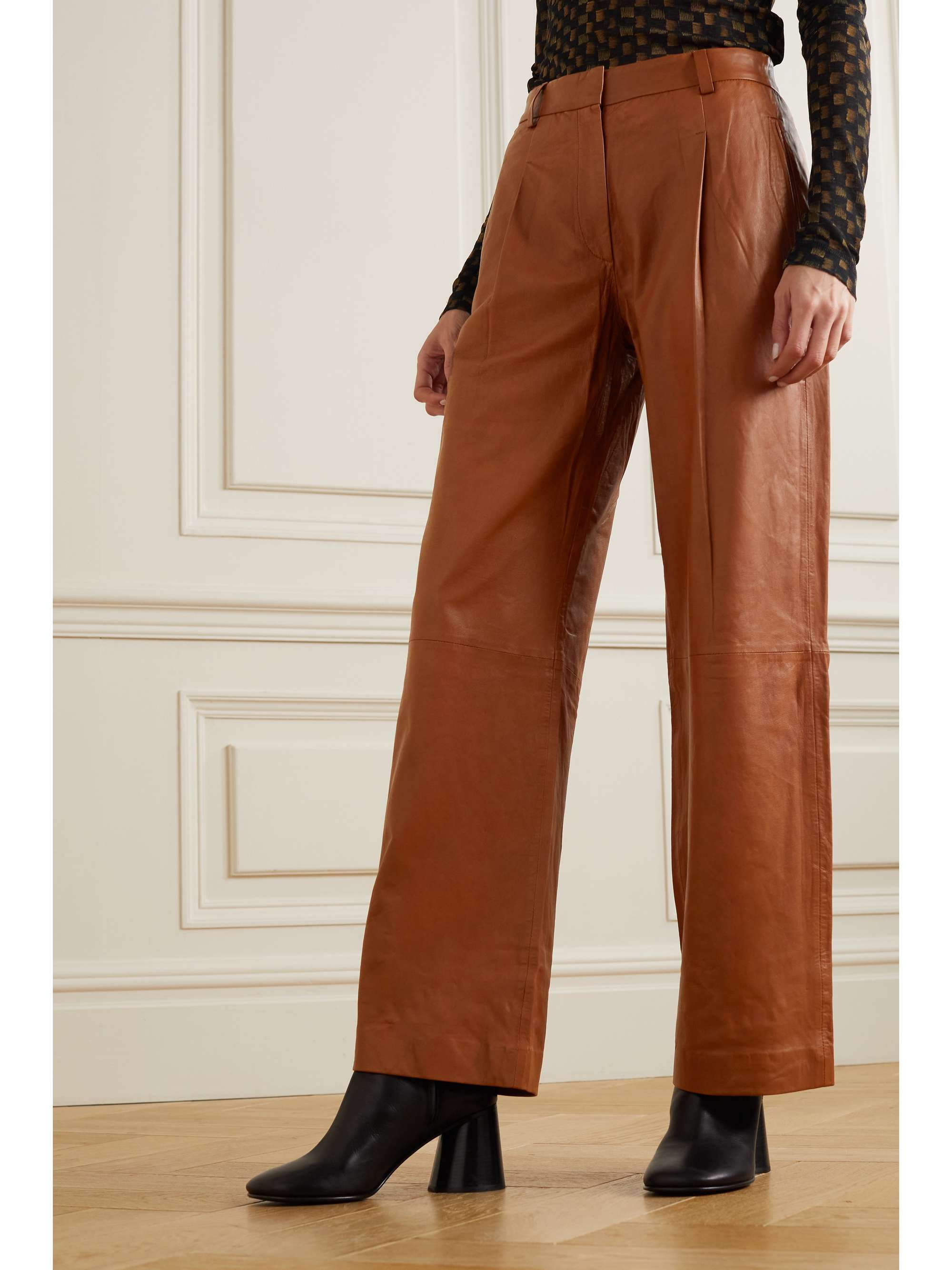 RAG & BONE Leslie pleated leather wide-leg pants