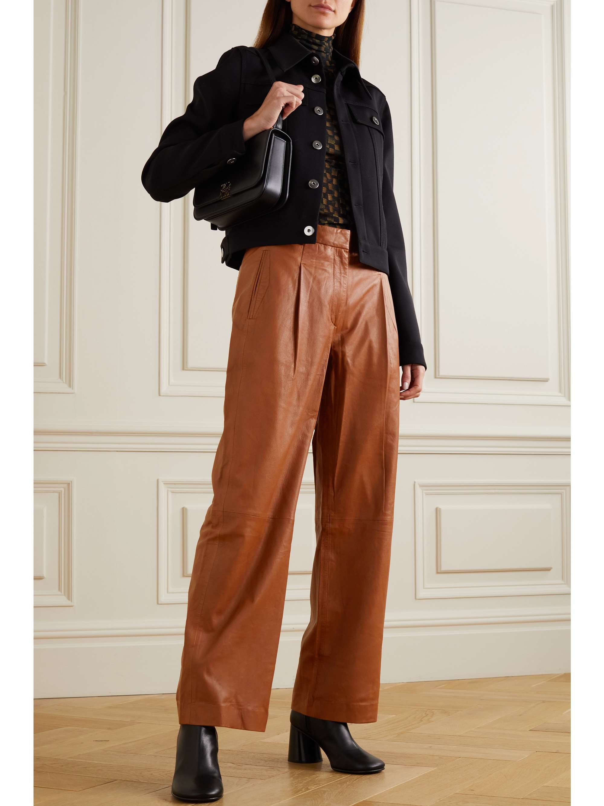 RAG & BONE Leslie pleated leather wide-leg pants