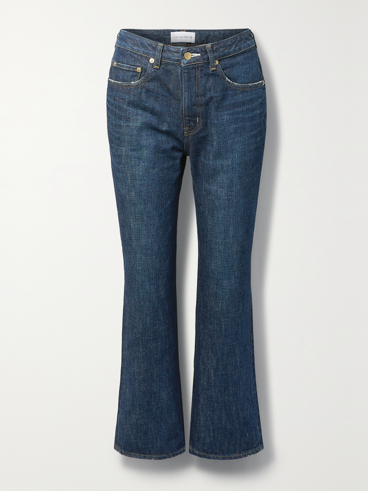 Tu Es Mon Tresor + Net Sustain The Moonstone Cropped High-rise Bootcut Jeans In Blue