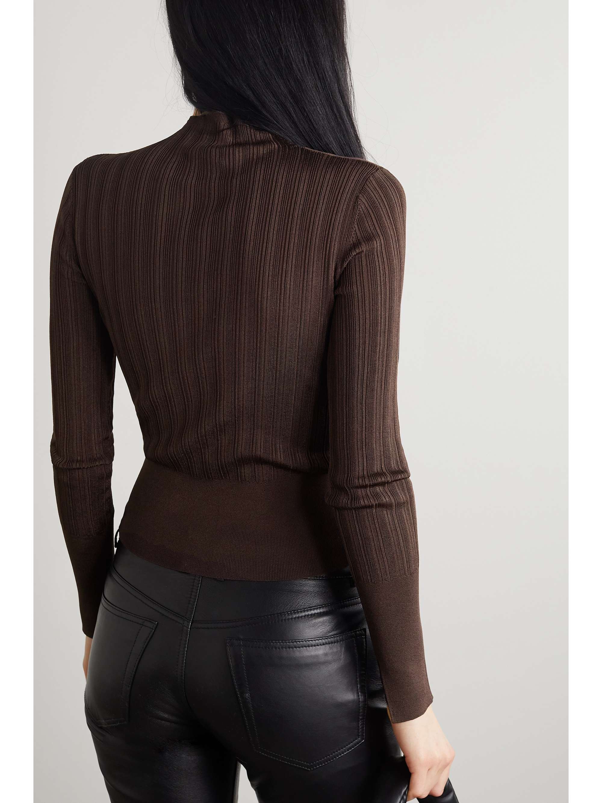 Brown Dawson ribbed-knit top | RAG 