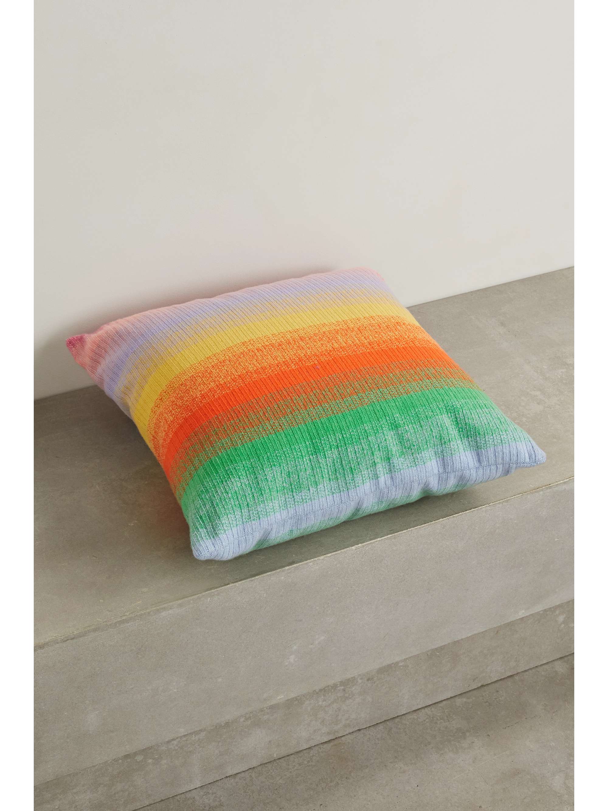 THE ELDER STATESMAN Striped ribbed cashmere cushion