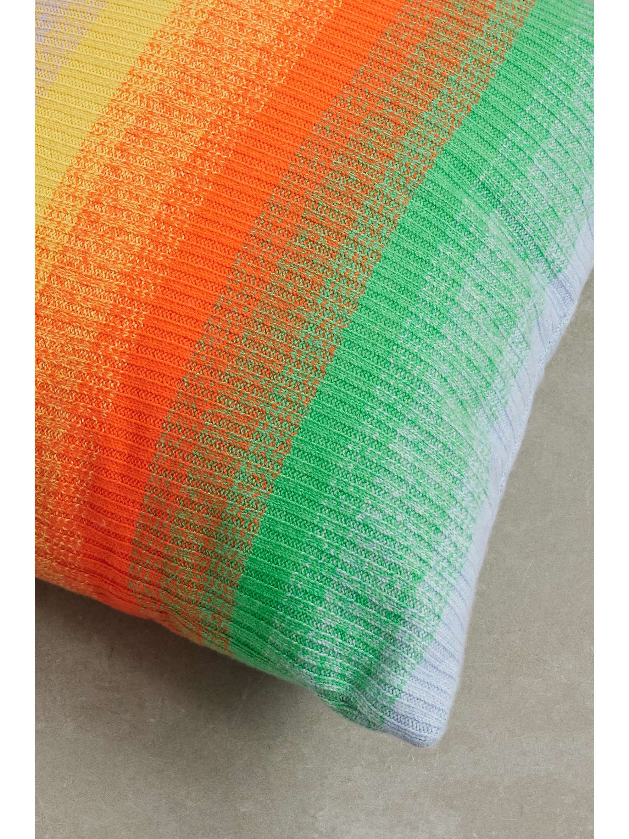 THE ELDER STATESMAN Striped ribbed cashmere cushion