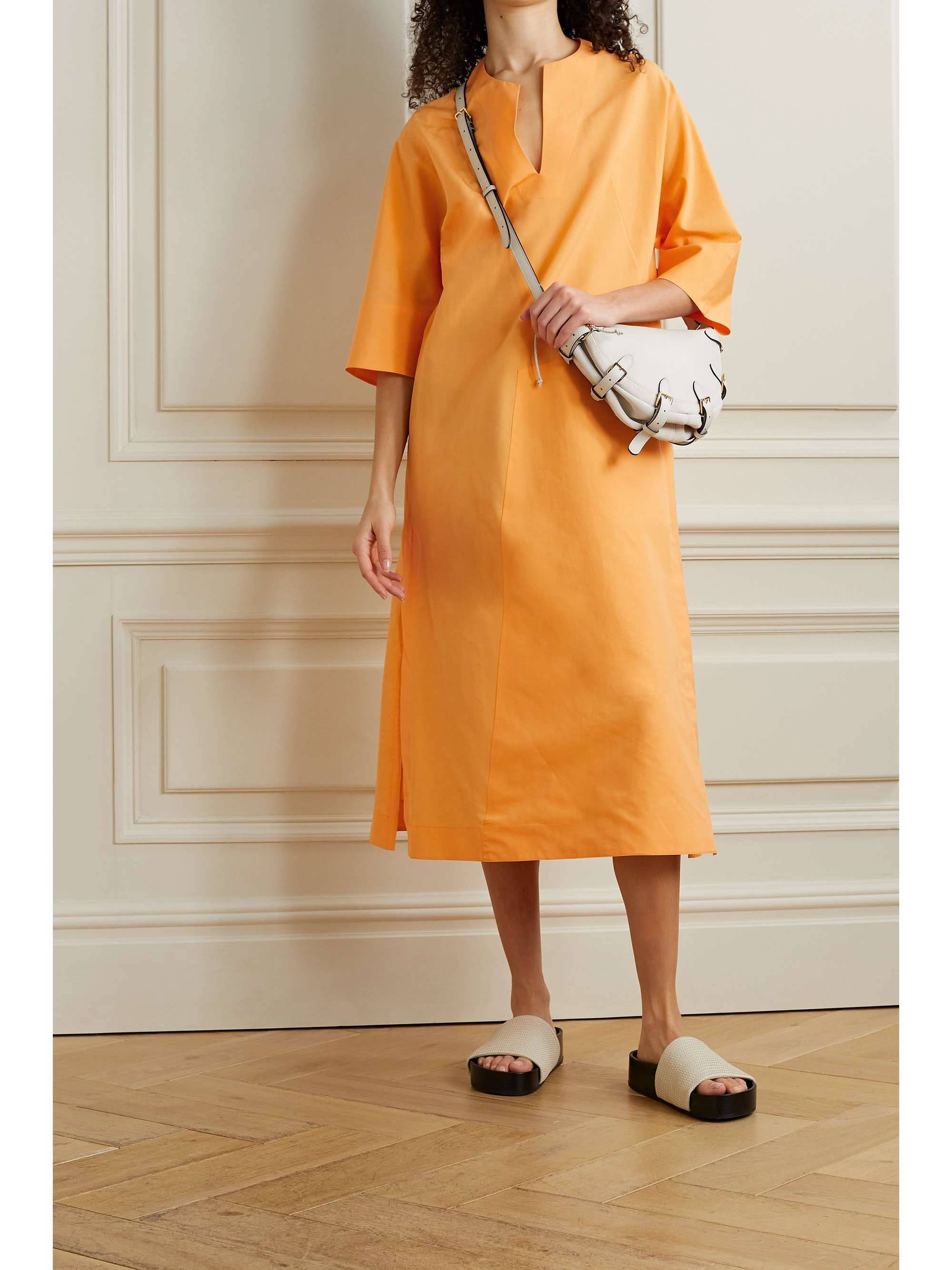 AKRIS Cotton and mulberry silk-blend poplin midi dress