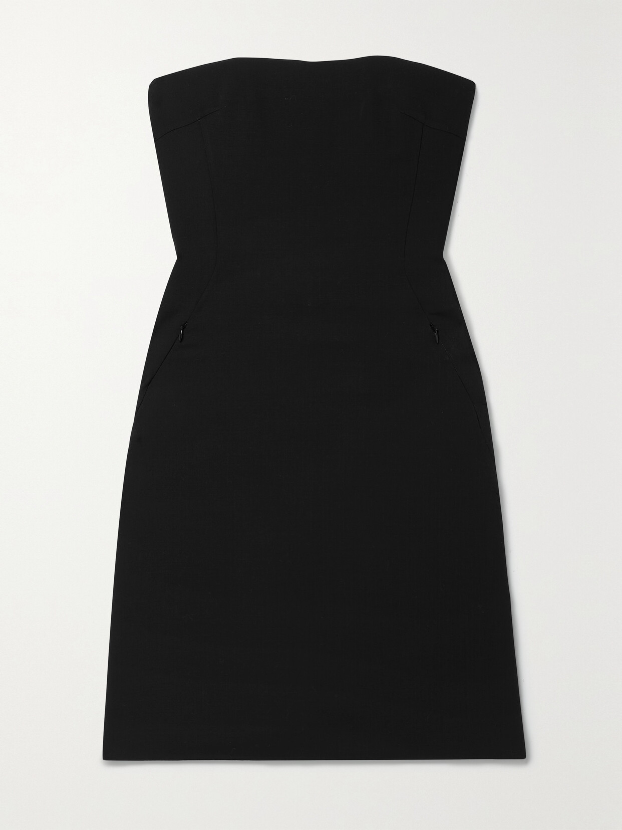 Akris Corsage Strapless Wool Apron Tunic In Black