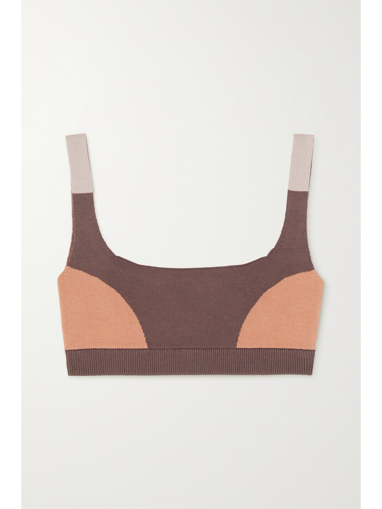 Net Sustain Color-block Stretch-organic Cotton Sports Bra