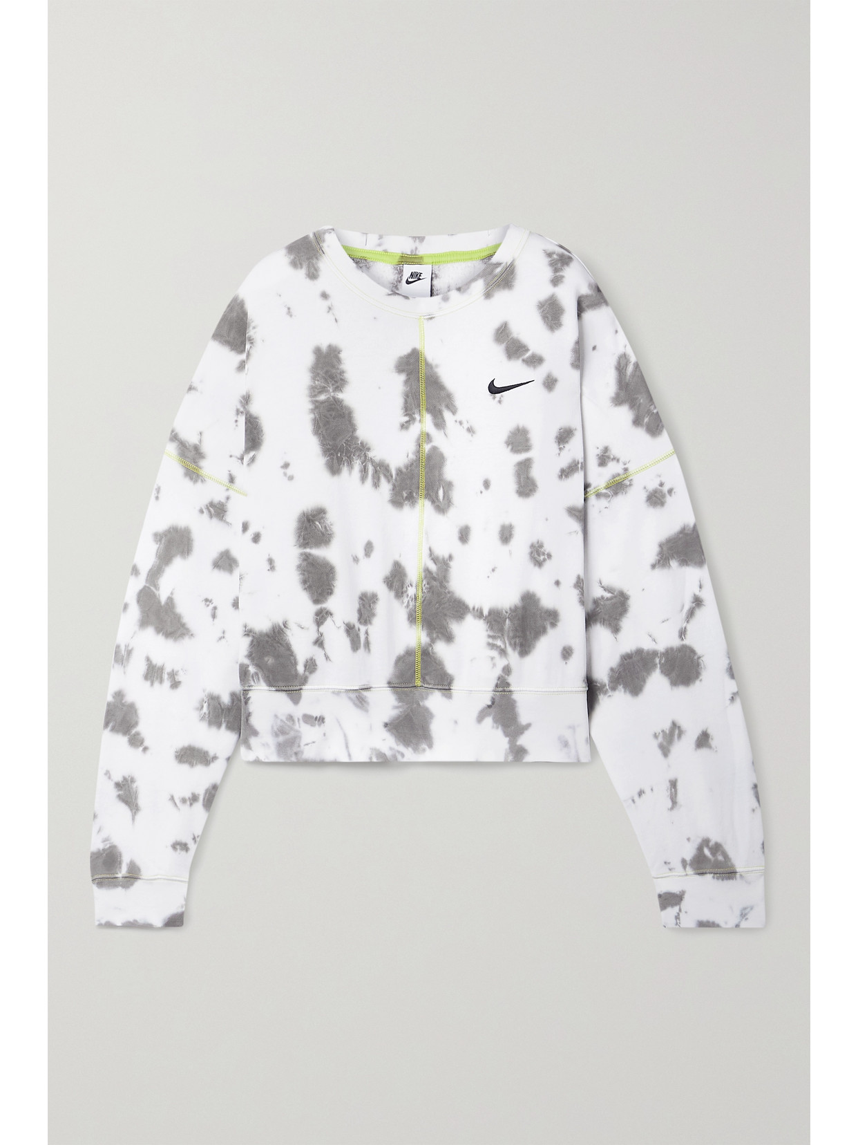 Nike Sportswear Tie Dye Oversize Crop Sweatshirt In White