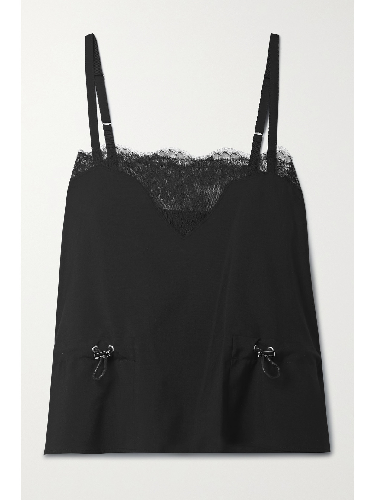 Sacai Lace Detail Flared Top - Atterley In Black