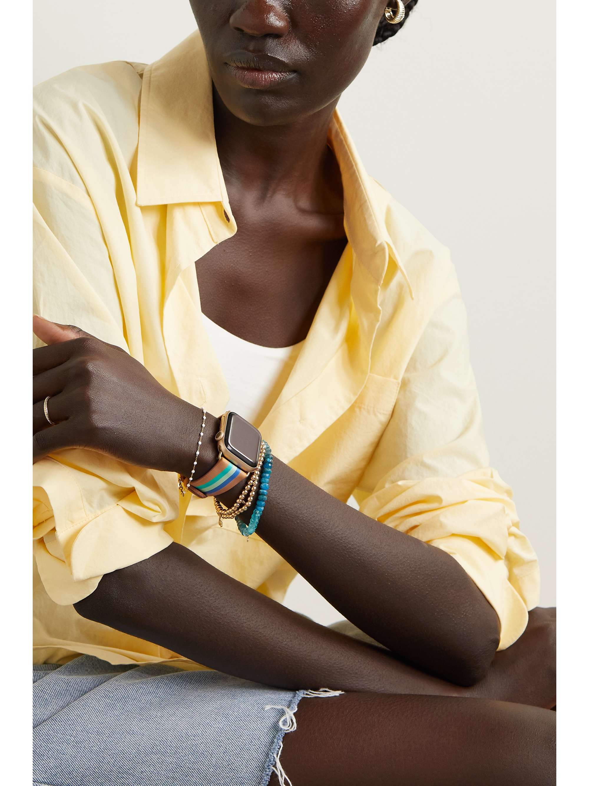 LA CALIFORNIENNE Bracelet de montre en cuir à rayures