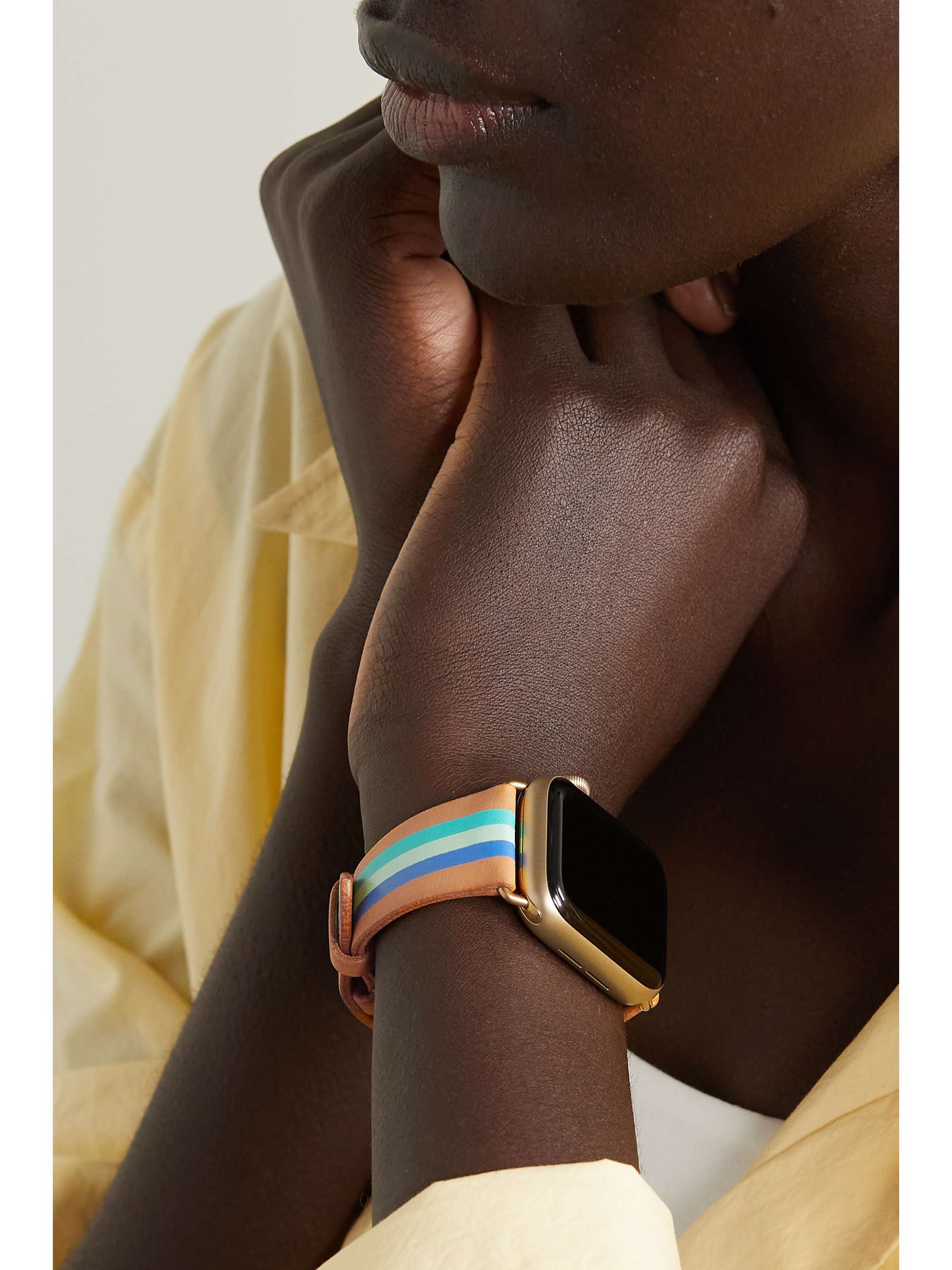 LA CALIFORNIENNE Bracelet de montre en cuir à rayures