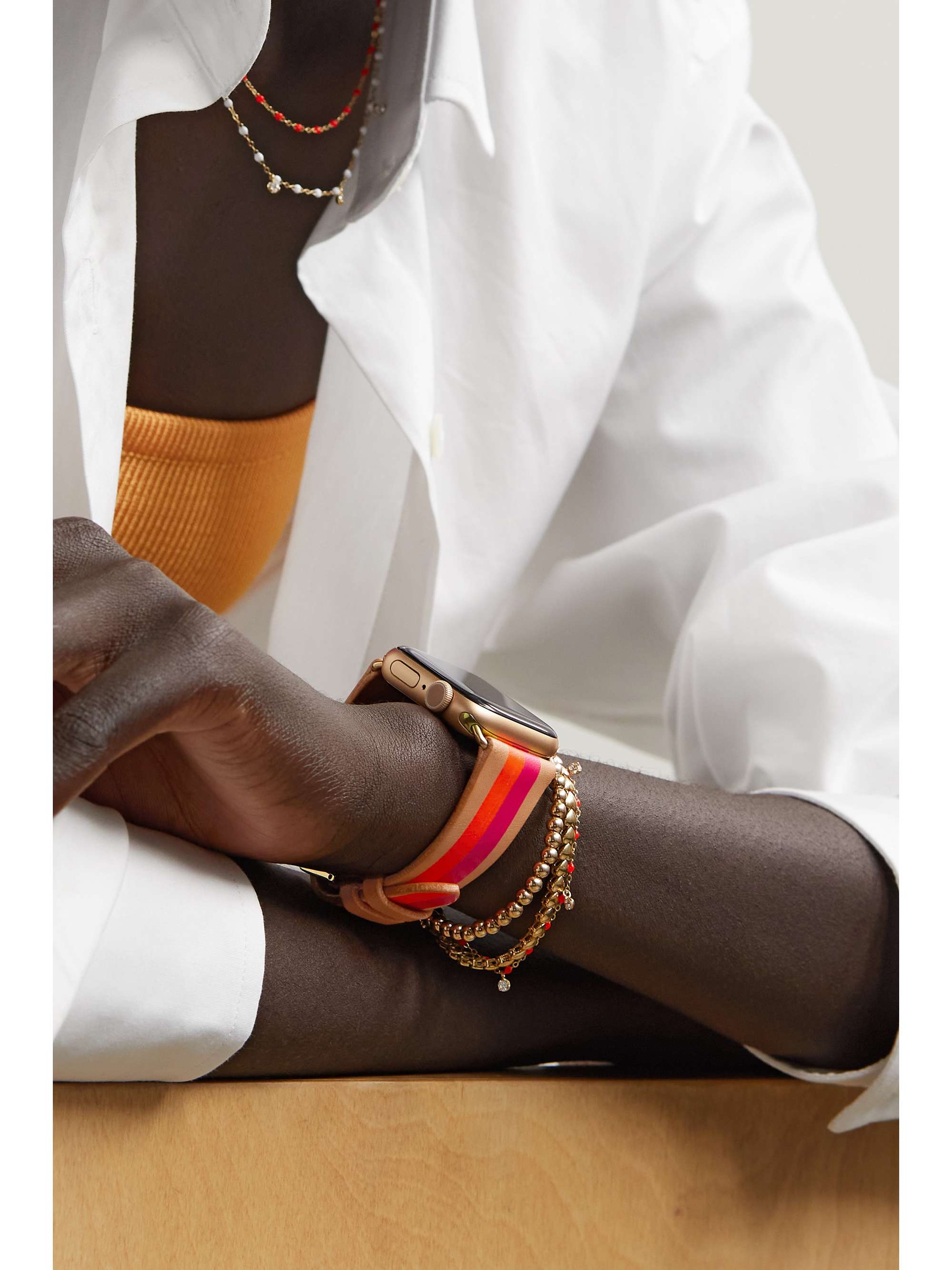 LA CALIFORNIENNE Bracelet de montre en cuir à rayures