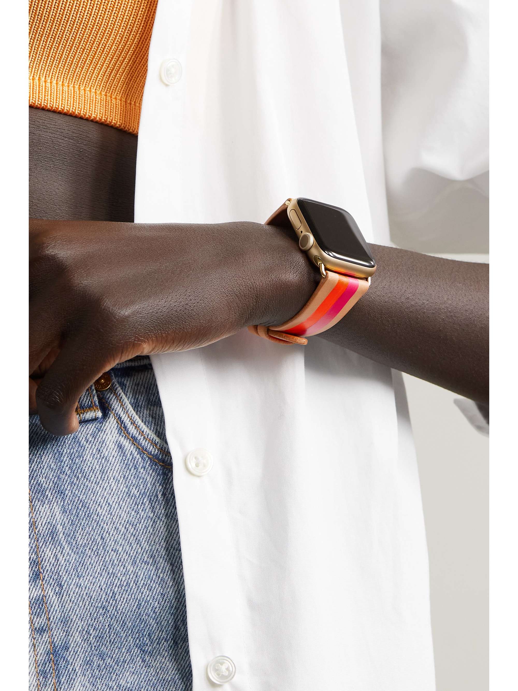 LA CALIFORNIENNE Bracelet de montre en cuir à rayures