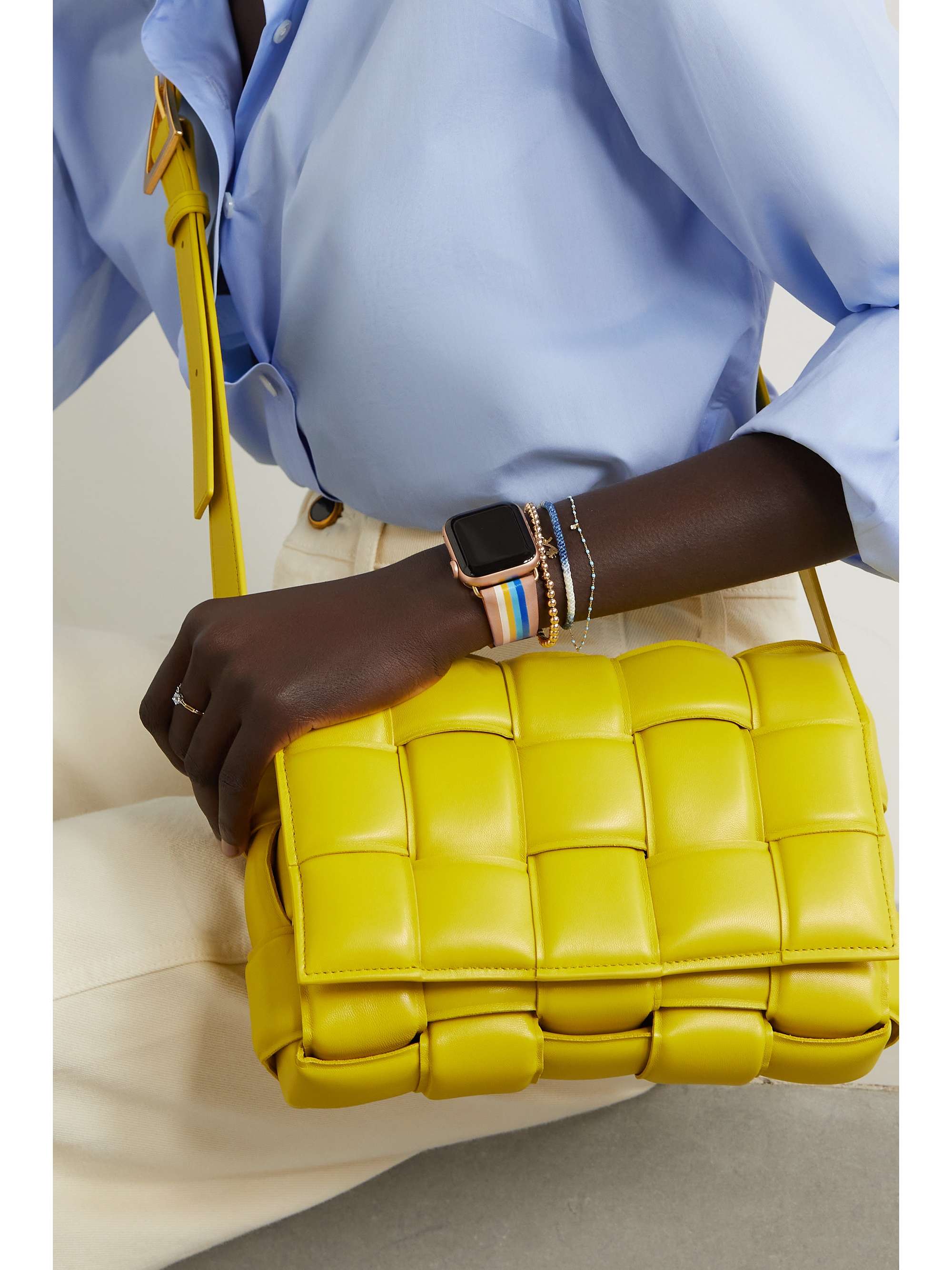 LA CALIFORNIENNE Striped leather watch strap