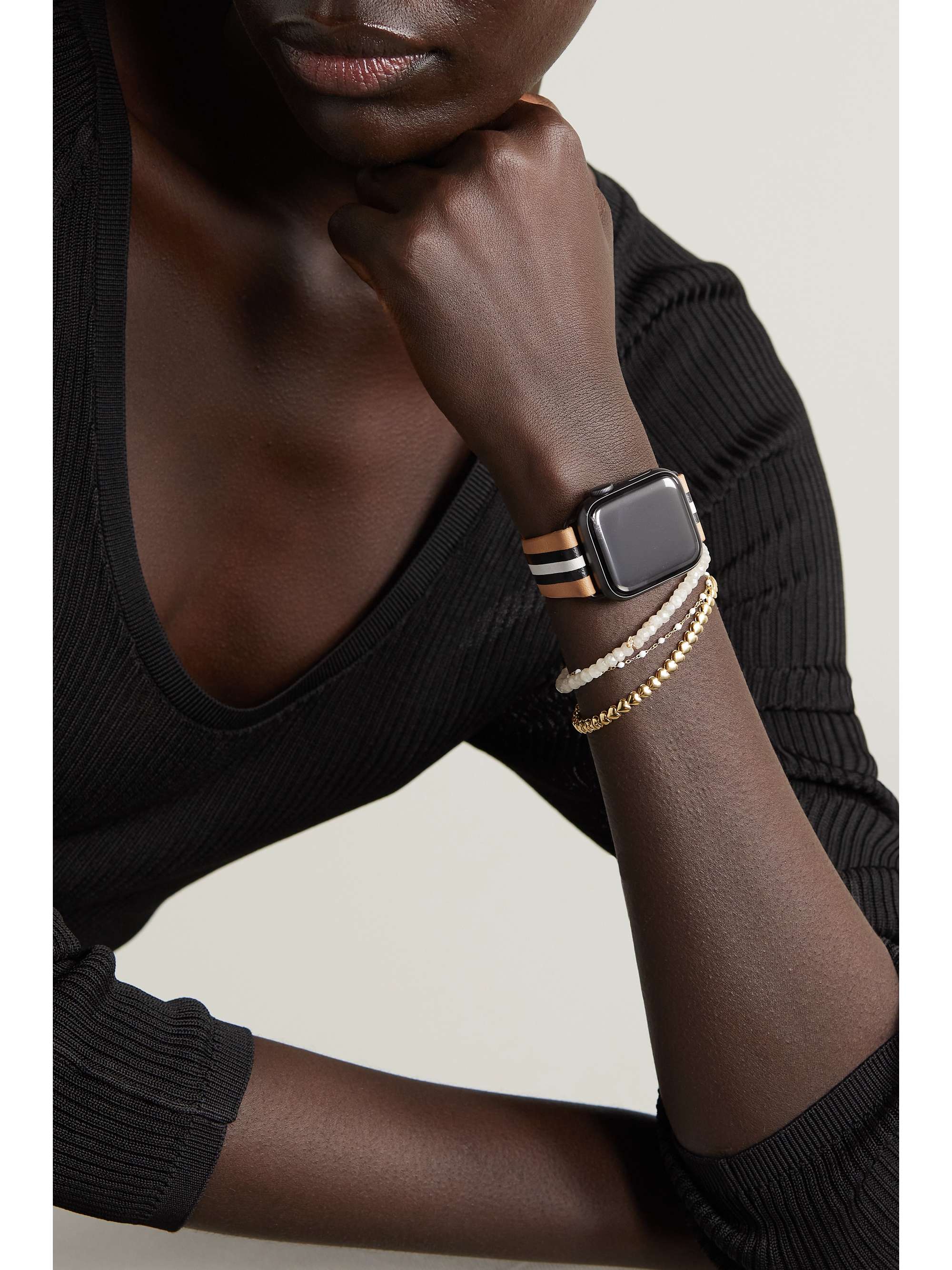 LA CALIFORNIENNE Bracelet de montre en cuir à rayures