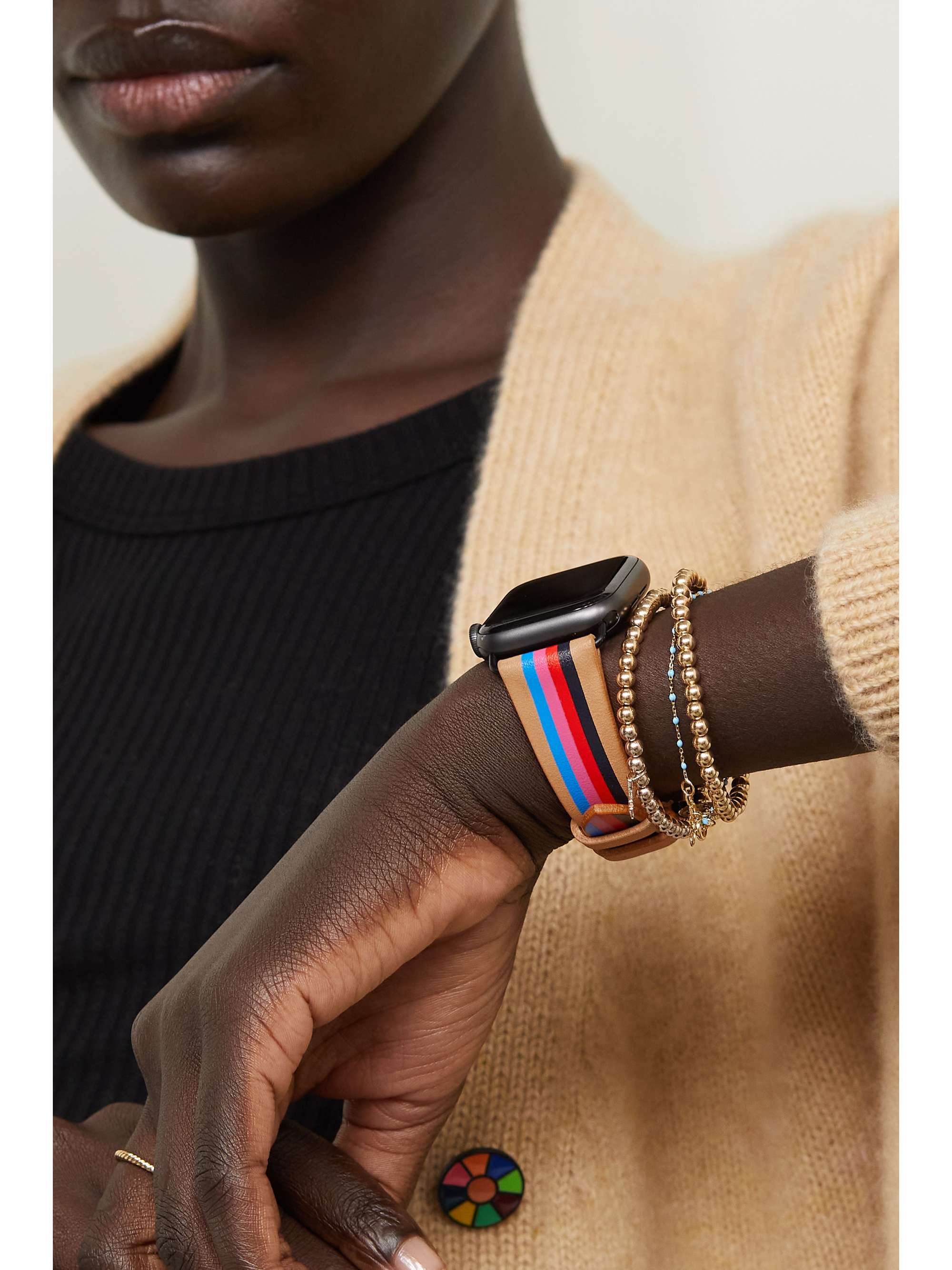 LA CALIFORNIENNE Bracelet de montre en cuir à rayures