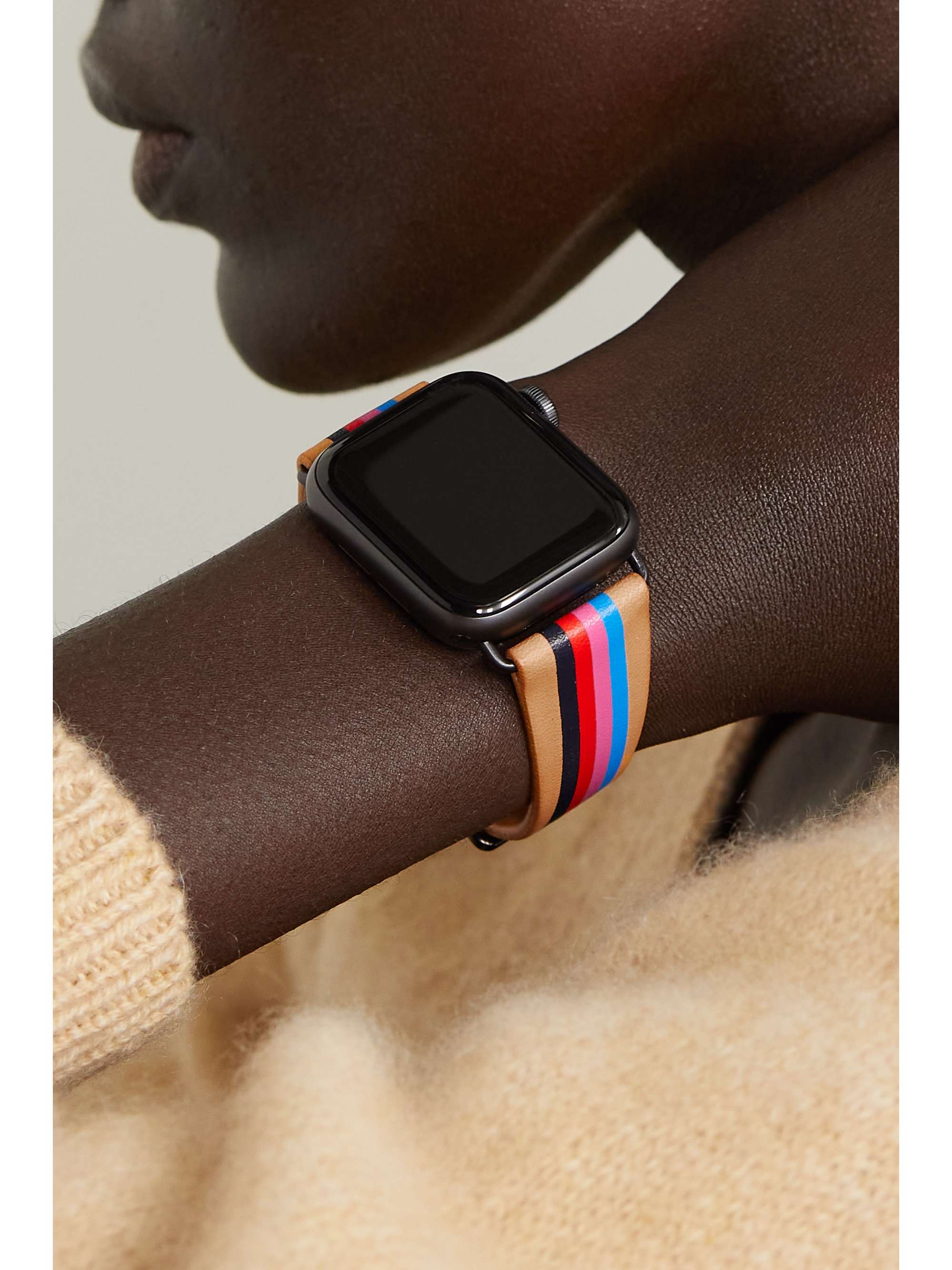 LA CALIFORNIENNE Bracelet de montre en cuir à rayures