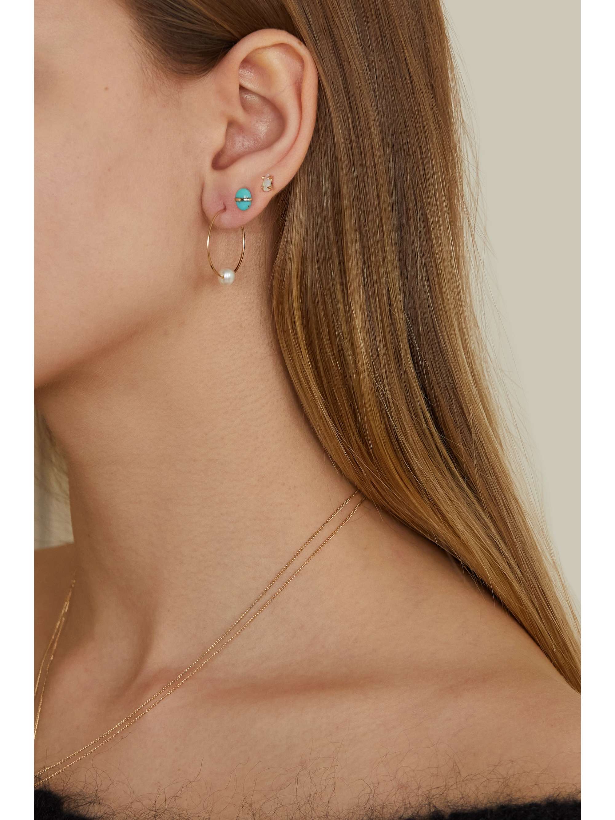 MELISSA JOY MANNING Large 14-karat recycled gold pearl hoop earrings